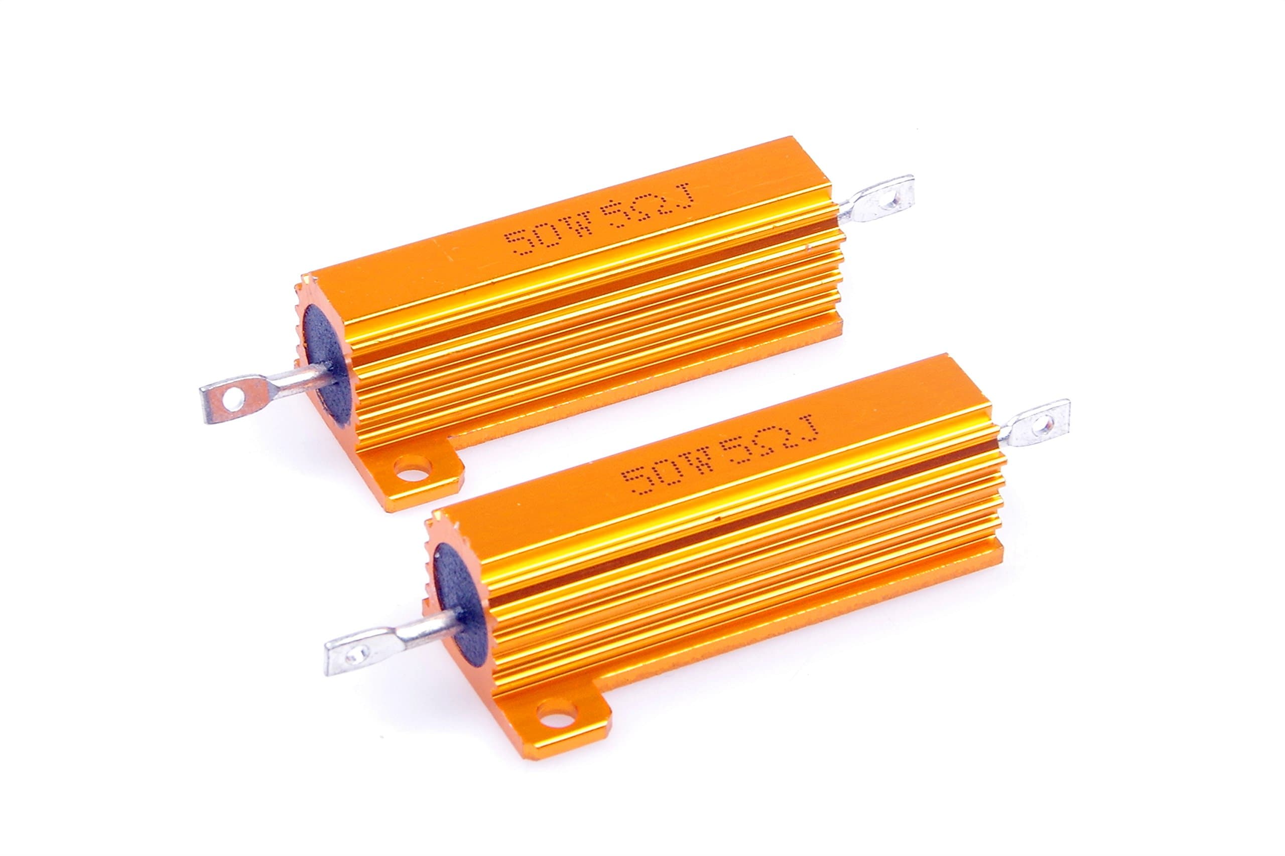 50 Watt 5 Ohm 5% Wirewound Resistor Electronic Aluminium Shell Resistors Gold (Pack of 2)