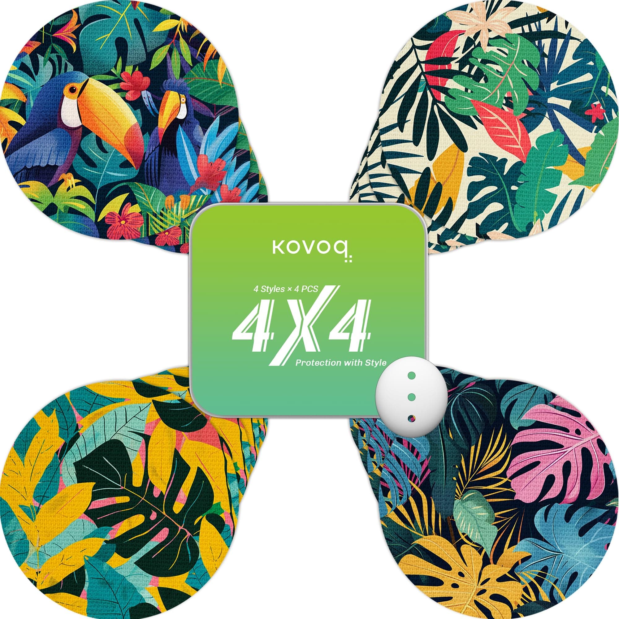 Dexcom G7 Over Patches - 16-Pack Waterproof Dexcom G7 & Stelo Adhesive Patches with Hard Cover for 14-Day Protection Against Bumps and Scratches, Breathable and Hypoallergenic (Palm Leaves)