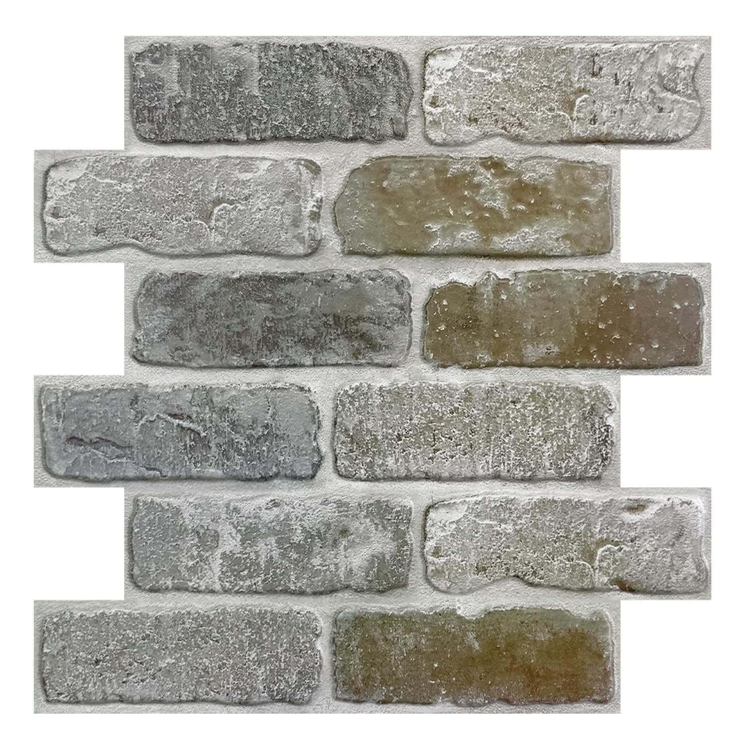 10 Pcs 3D Faux Brick Wall Panel, Peel and Stick Brick Wall Tiles, 12"X12" Small Size Thin PVC Gray Brick Self Adhesive Brick Backsplash Faux Brick Panels, Paintable Decorative Tiles