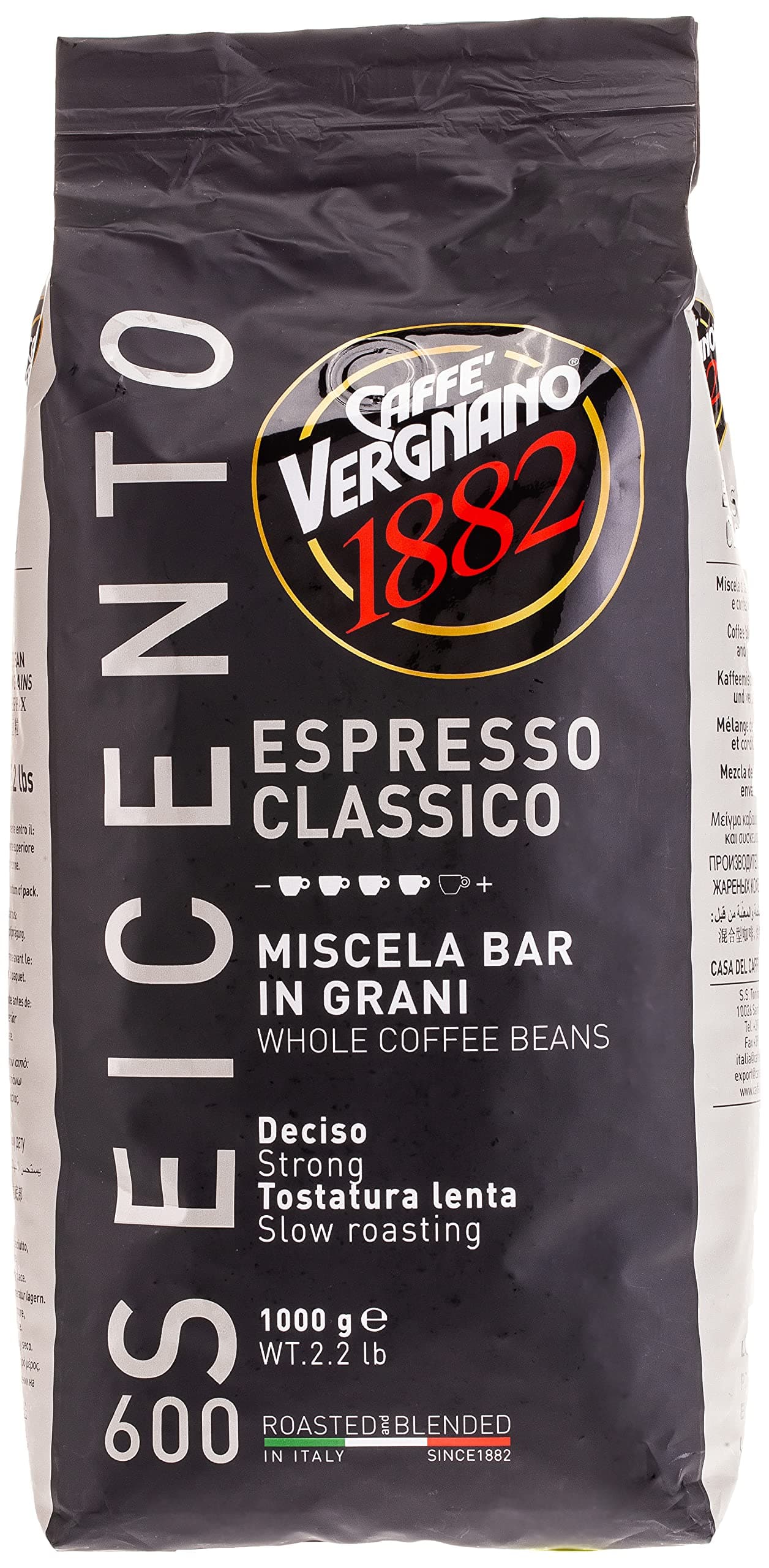 Caffe Vergnano Espresso Classico 600 Whole Beans, 2.2 Pound
