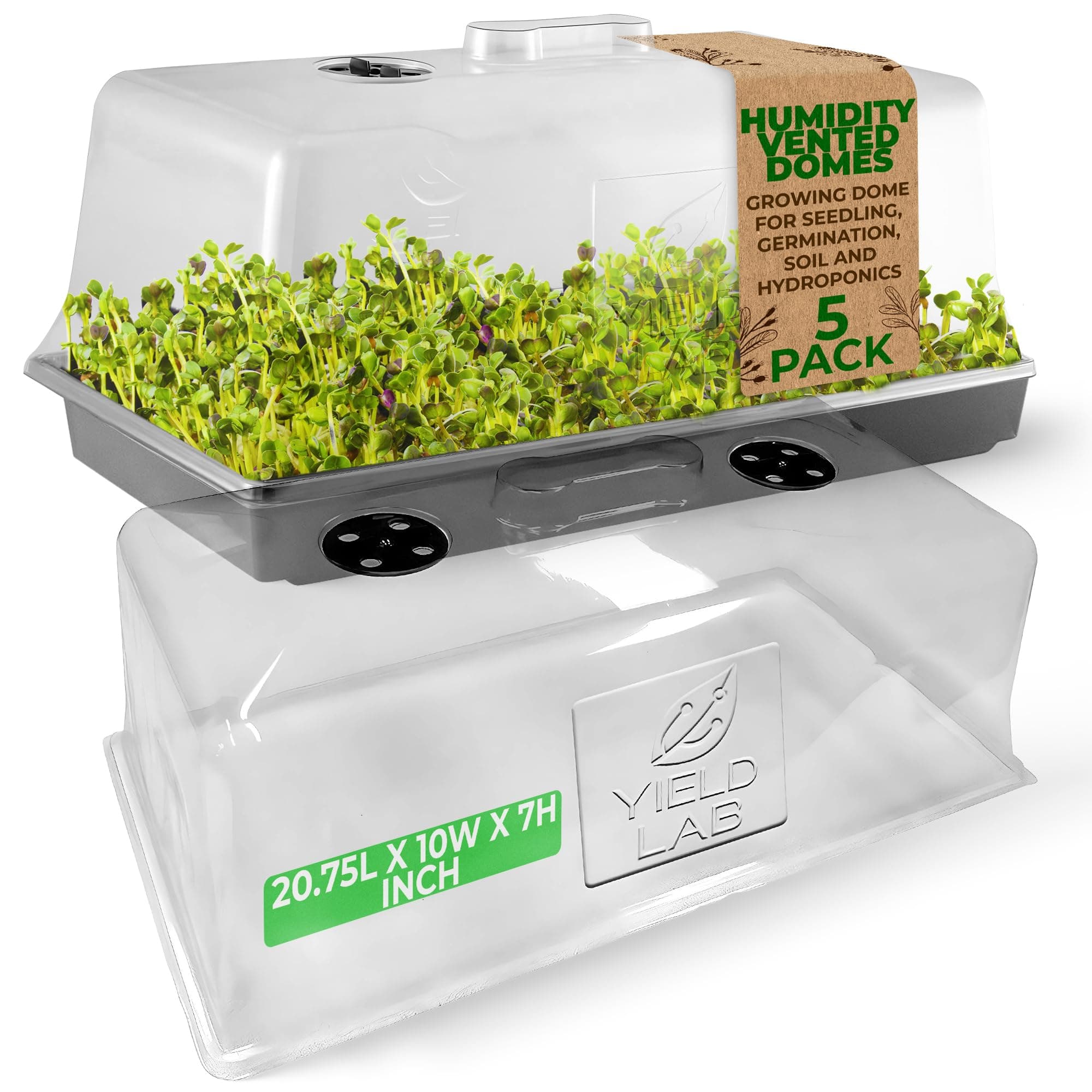 7 Inch Propagation Dome - 5 Pack Humidity Vented Domes – Plant Growing Dome for Seedling, Germination, Soil & Hydroponic Horticulture