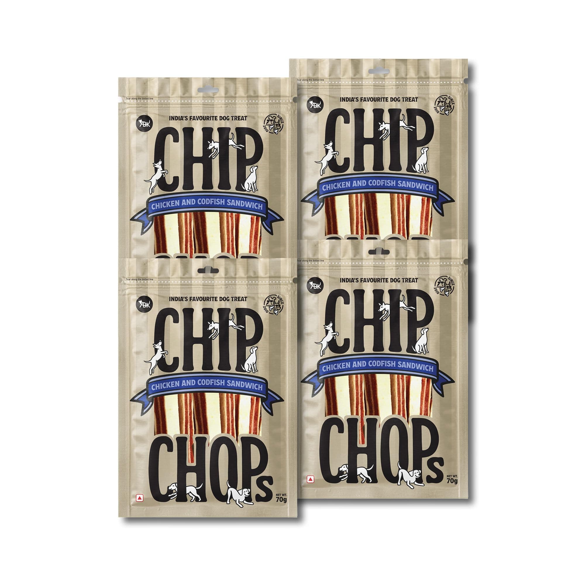 All Life Stages Chicken & Codfish Sandwich Stick Dog Treato,Highly Nutritional & Digestible,Suitable for All Dog Breeds,Easy to Digest,No Artificial Flavors Added (Pack of 4)-280G