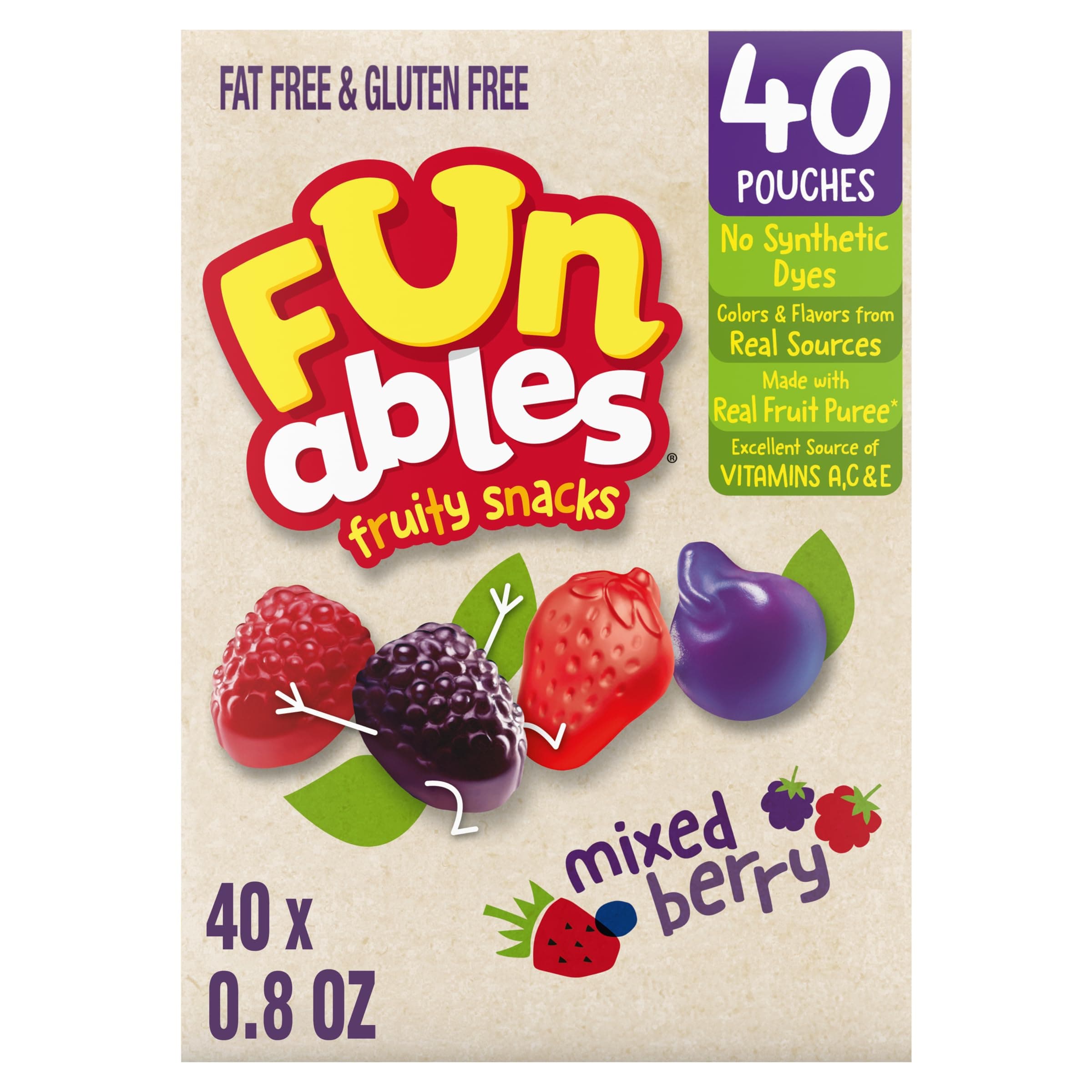 Fruity Snacks, Mixed Berry Flavored Snacks, 32 oz 40 ct
