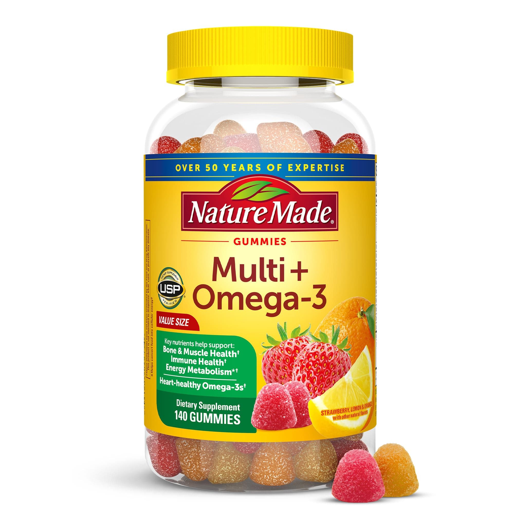 Multivitamin + Omega-3 Gummies, 140 Count Value Size for Daily Nutritional Support