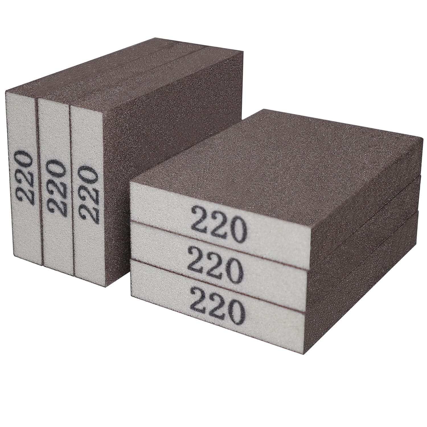 6 Pack 220 Grit Hand Sanding Block, Washable and Reusable Sanding Sponge Great for Pot Brush Pan Brush Sponge Brush Glasses Sanding Wood Sanding Metal Sanding (220 Grit)