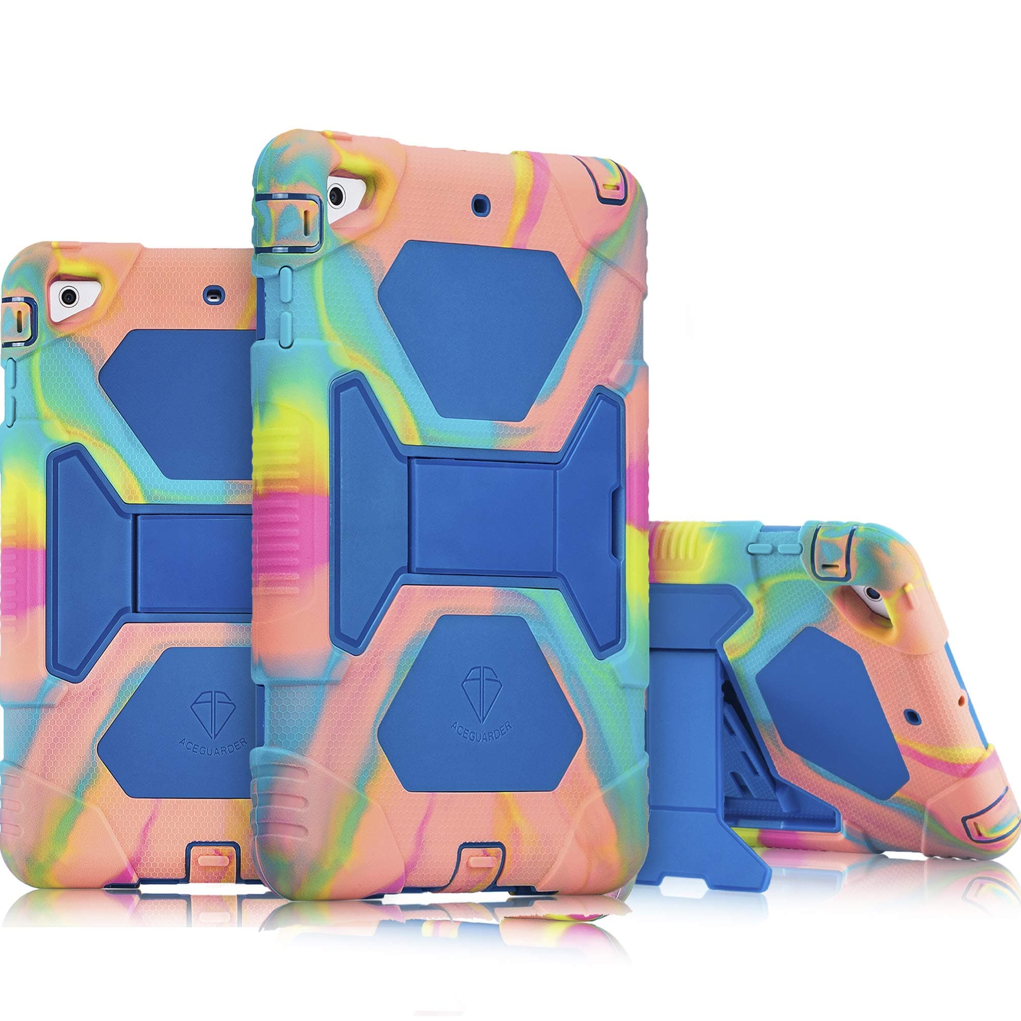 iPad Mini Case, ACEGUARDER Full Body Protective Premium Soft Silicone Cover with Adjustable Kickstand for iPad Mini 1 2 3 (Icecream/Blue)