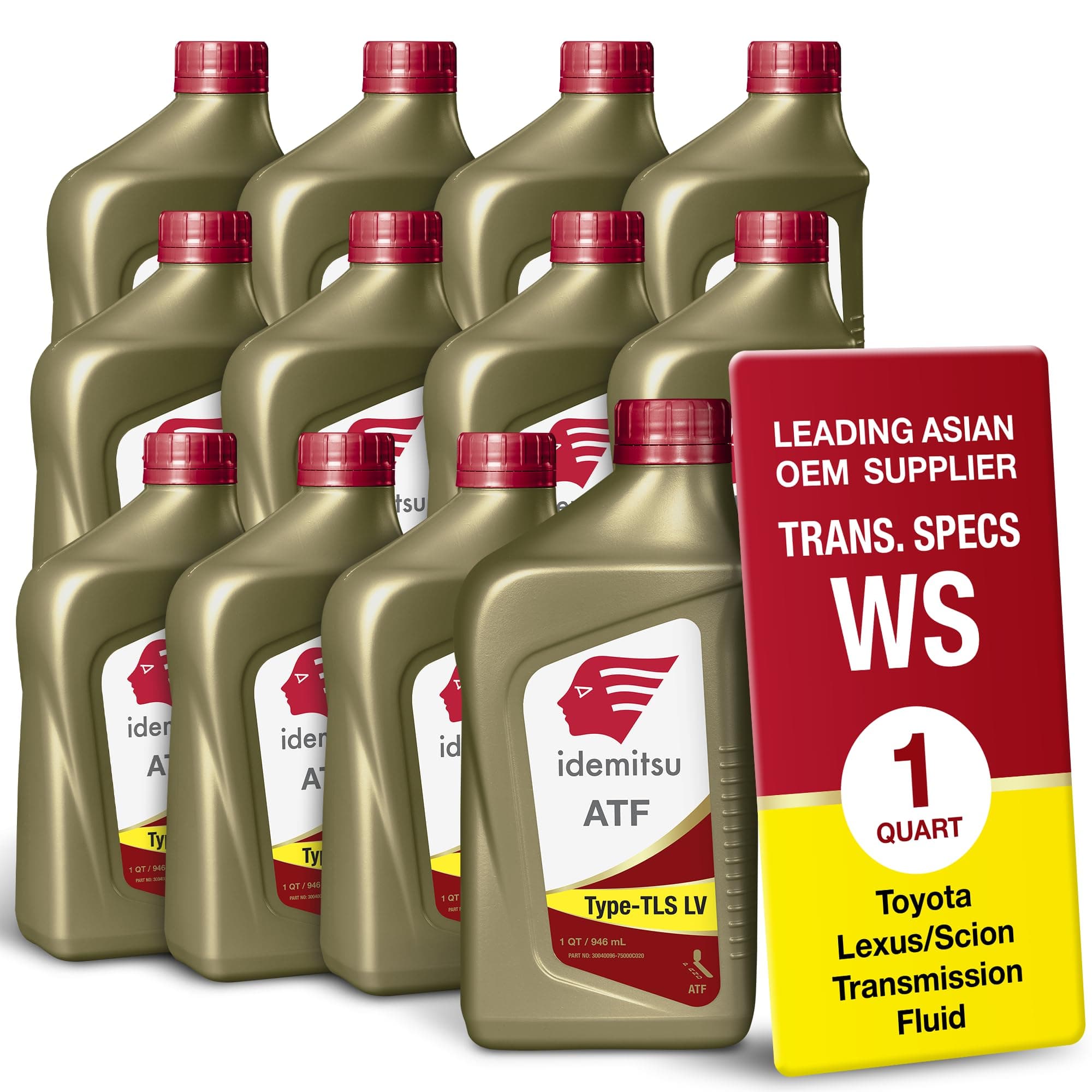 ATF Type TLS-LV (WS) Automatic Transmission Fluid for Toyota/Lexus/Scion – 1 Quart, Case of 12 | Engineered for Optimal Fuel Economy and Enhanced Protection | Part Number: 30040091-75000C020