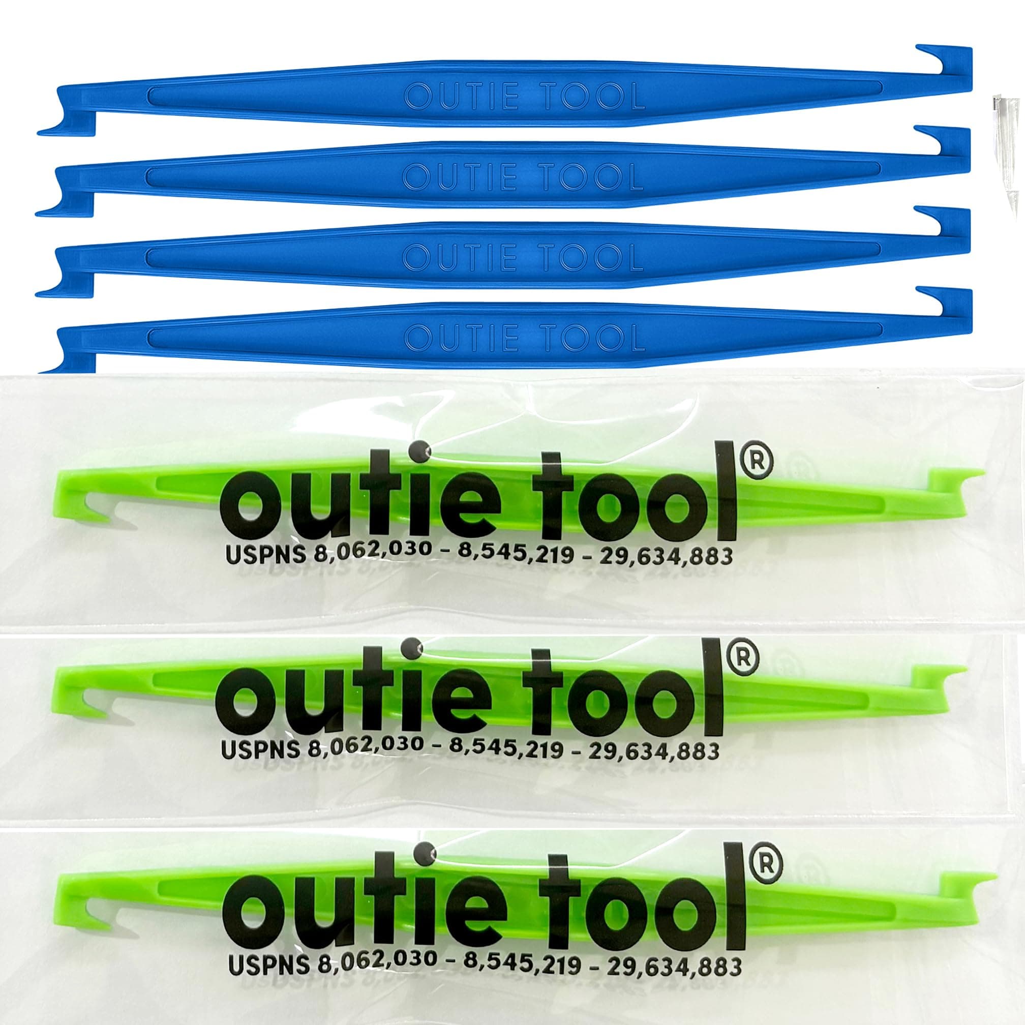 2 in 1 Outie Tool Aligner Remover for Invisible Braces | Easily and Safely Removes Top & Bottom Trays | 7 Count (Sky Blue/Neon Green)