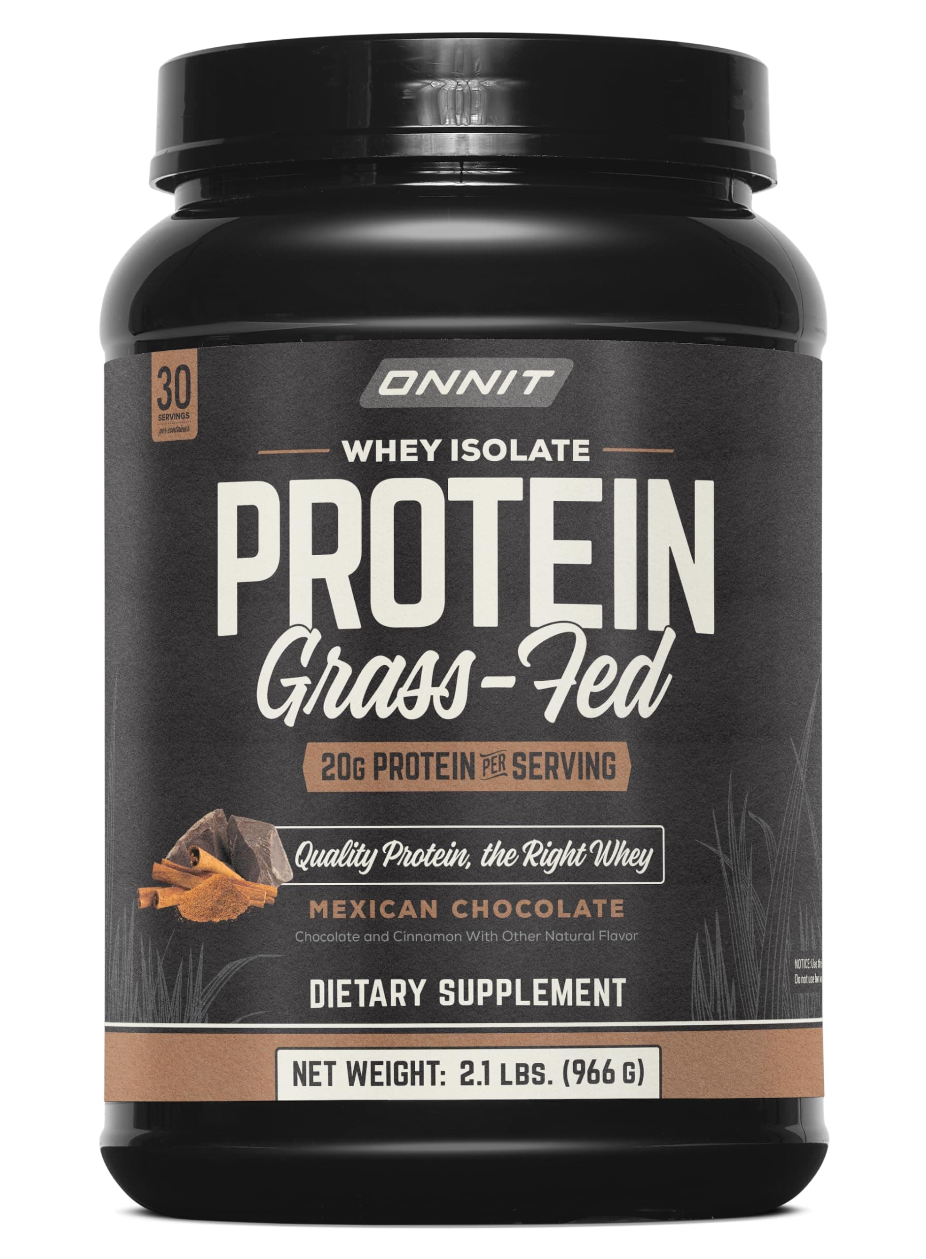 ONNIT Grass Fed Whey Isolate Protein Powder, Protein Powder Dietary Supplement to Support Muscle Gain and Workout Recovery, 30 Servings per Tub, 30.7 oz (Chocolate)