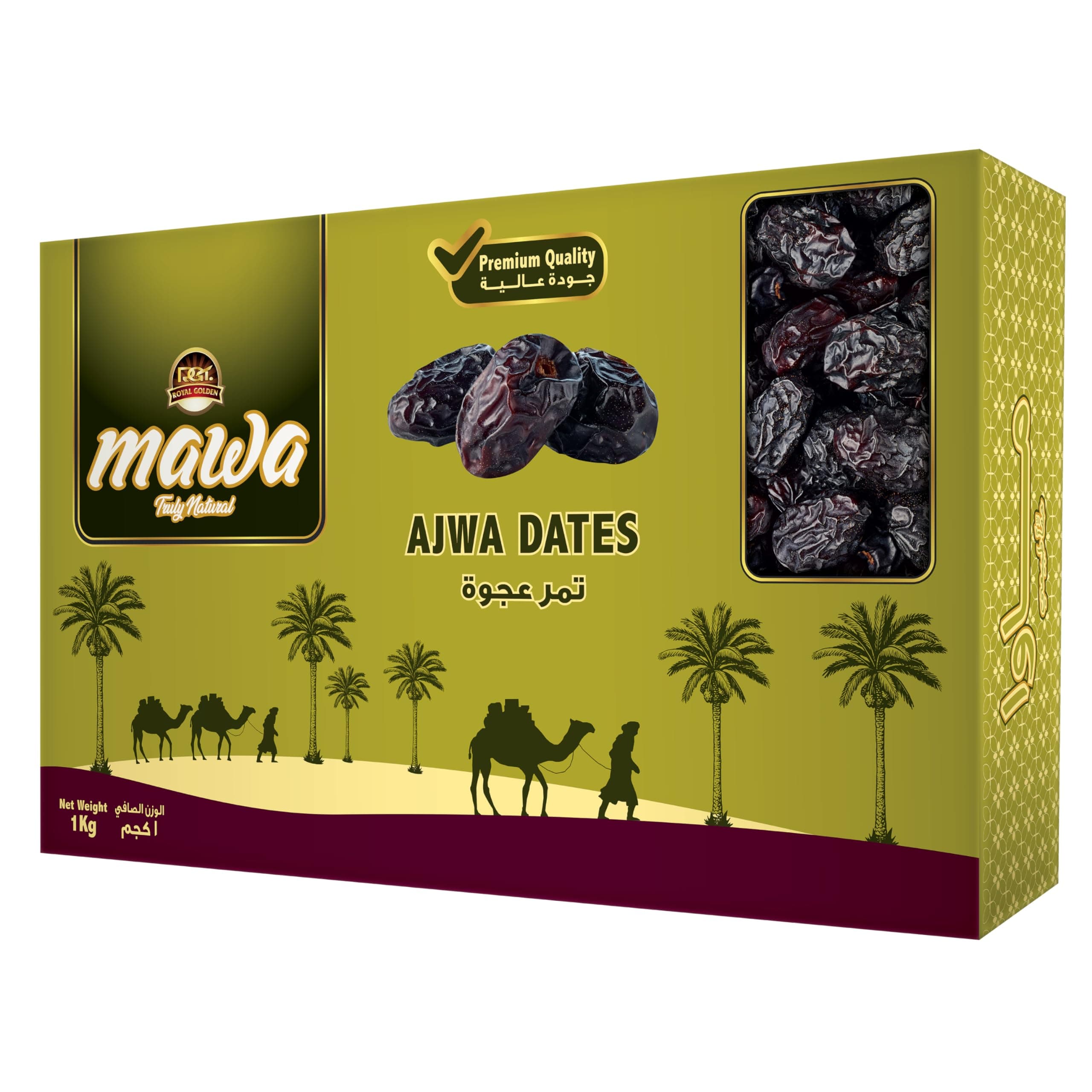 Ajwa Dates 1kg | Premium Saudi Dates | Perfect for Snacking | 100% Natural | No Preservatives | No added Sugar | Keto Friendly | Plant based Diet | Whole dates with Seed | Gift Pack 1Kg
