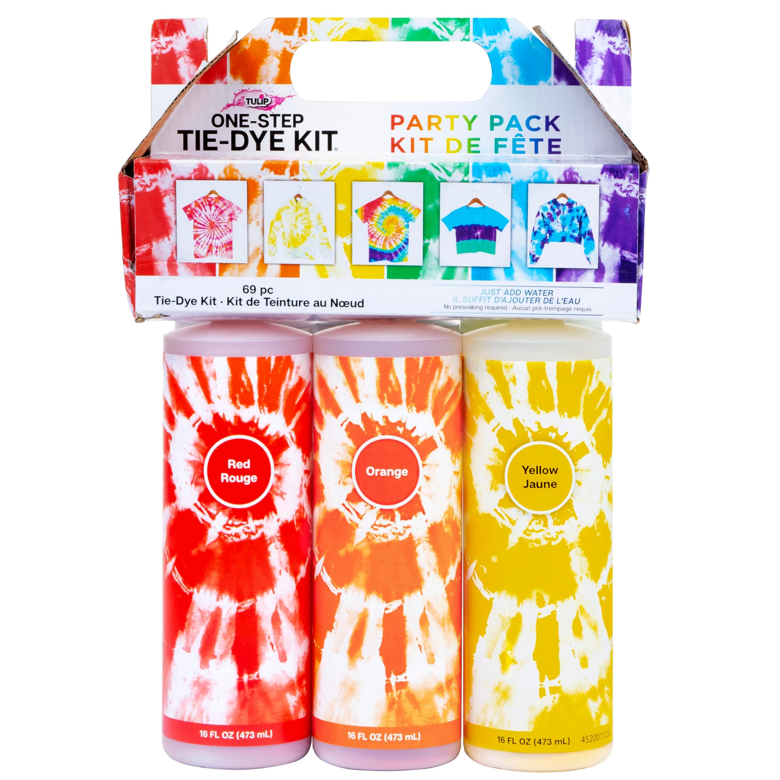 Tulip One-Step Tie-Dye Kit Extra Large Block Party 16 oz Easy Squeeze Bottles, All-in-1 Kit for Group Activity Tie-Dye, 6, Vibrant Colors