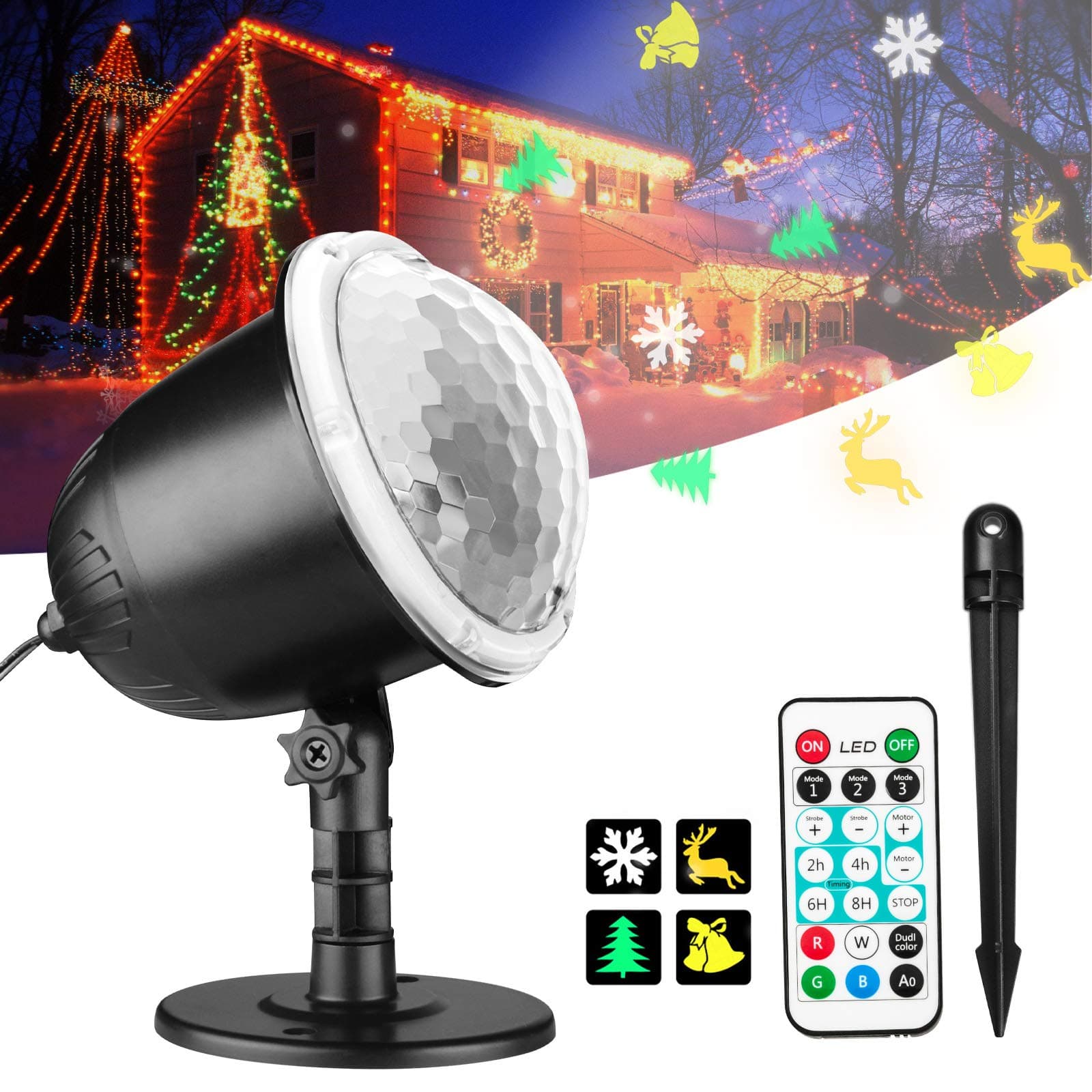 GEMWON Christmas Projector Lights, Holiday Lights with Remote Control & Moving Patterns, Outdoor Waterproof Decorative Lights for Xmas, Parties, House