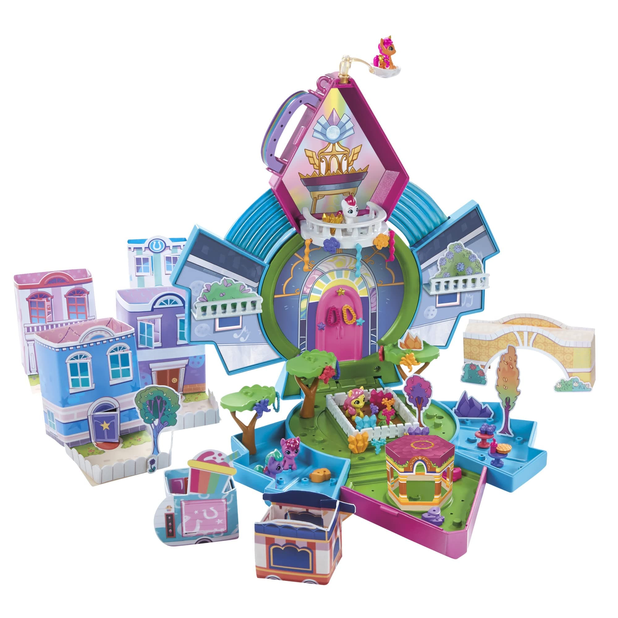 Mini World Magic Epic Crystal Brighthouse Toy, Buildable Playset with 5 Collectible Figures, for Kids Ages 5 and Up