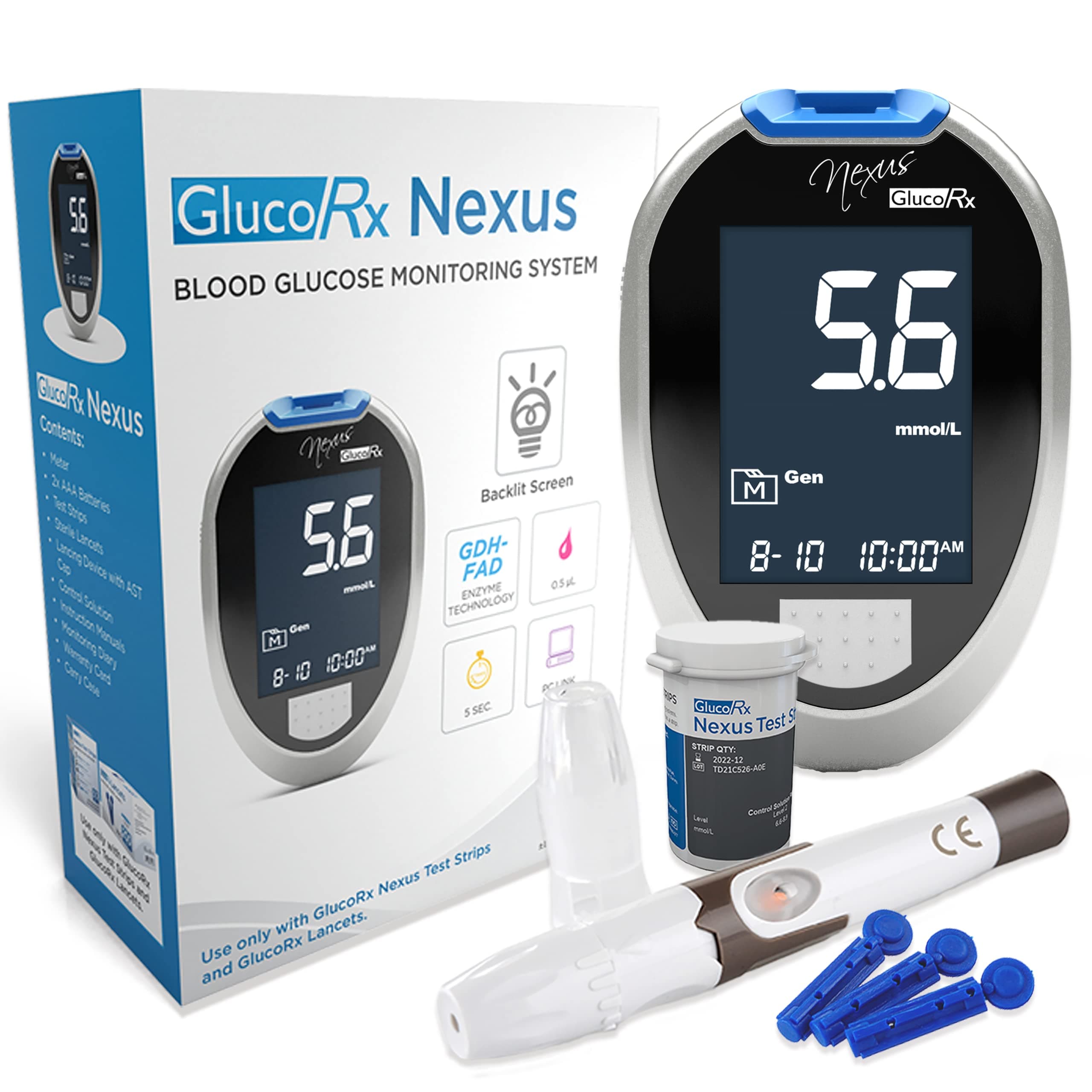 GlucoRx Nexus Blood Glucose Meter