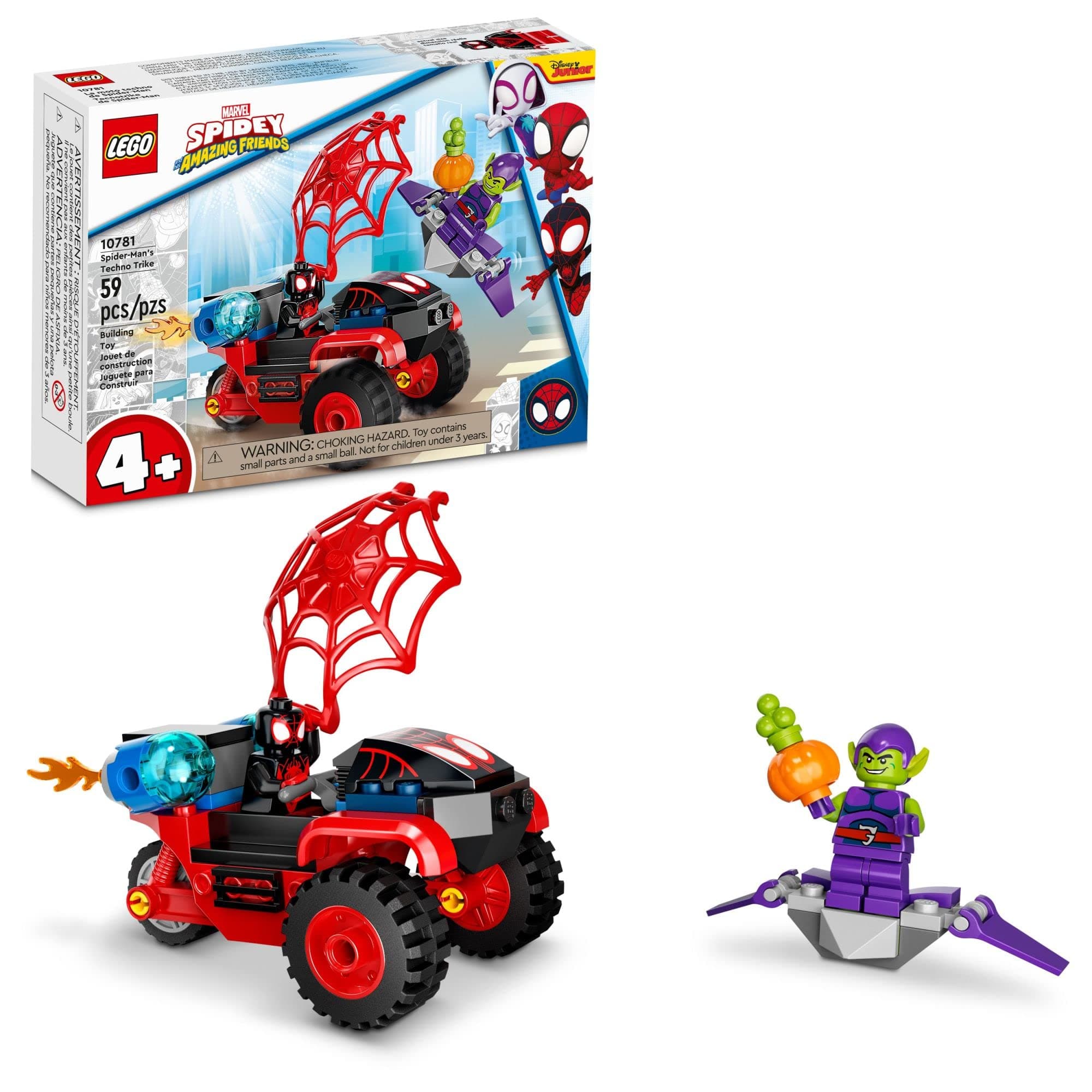 Marvel Spider-Man Miles Morales: 10781 Spider-Man’s Techno Trike Set, Spidey and His Amazing Friends Series, Toy for Preschool Kids Age 4 +