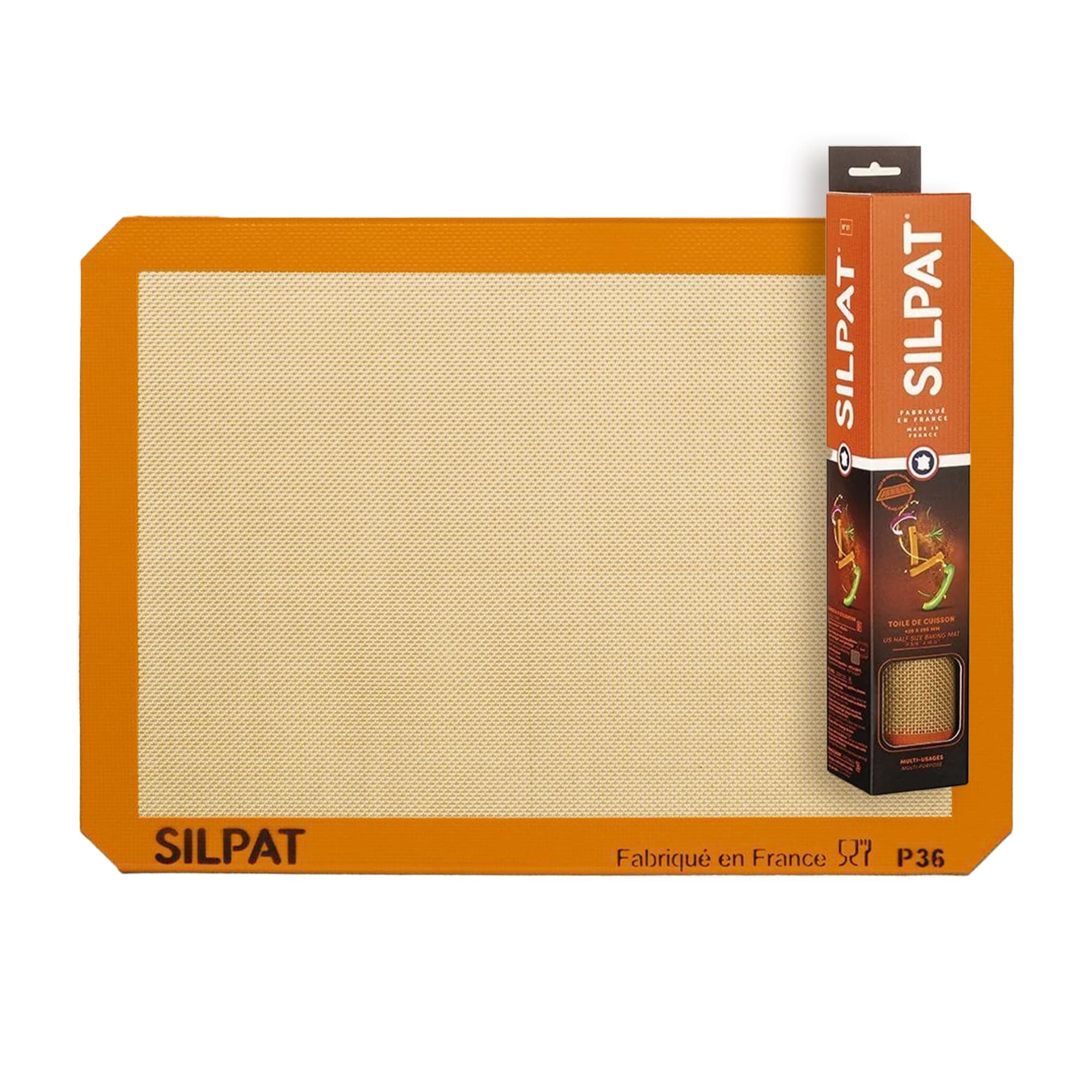 Silpat Premium Non-Stick Silicone Baking Mat, Half Sheet Size, 11-5/8 x 16-1/2, Orange