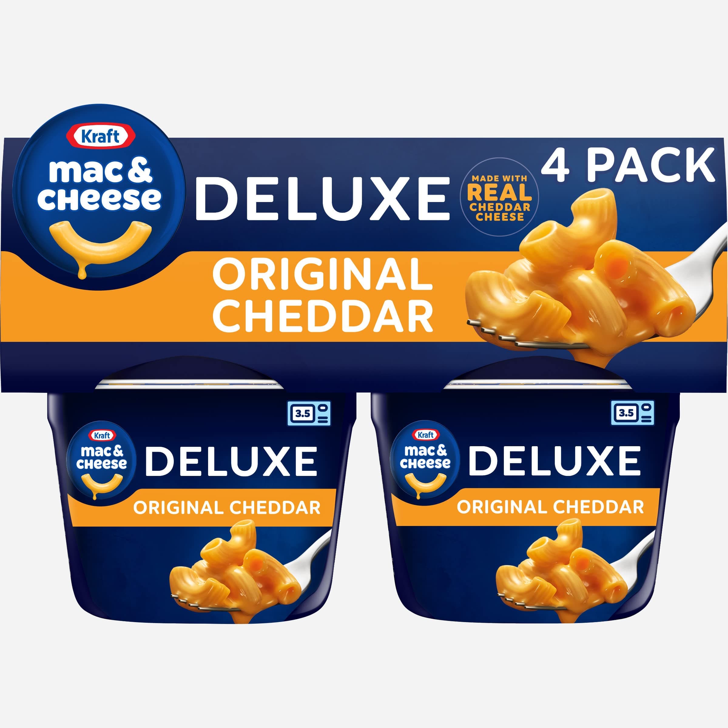 Kraft Deluxe Mac and Cheese, 4 Cups, for Easy Dinner or Dinner Sides, Original Flavor, No Artificial Flavors or Dyes, 2.39 oz