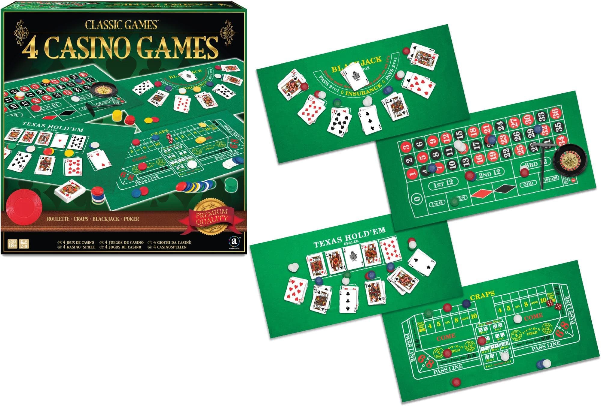 Classic Games Collection - 4 Casino Games Set