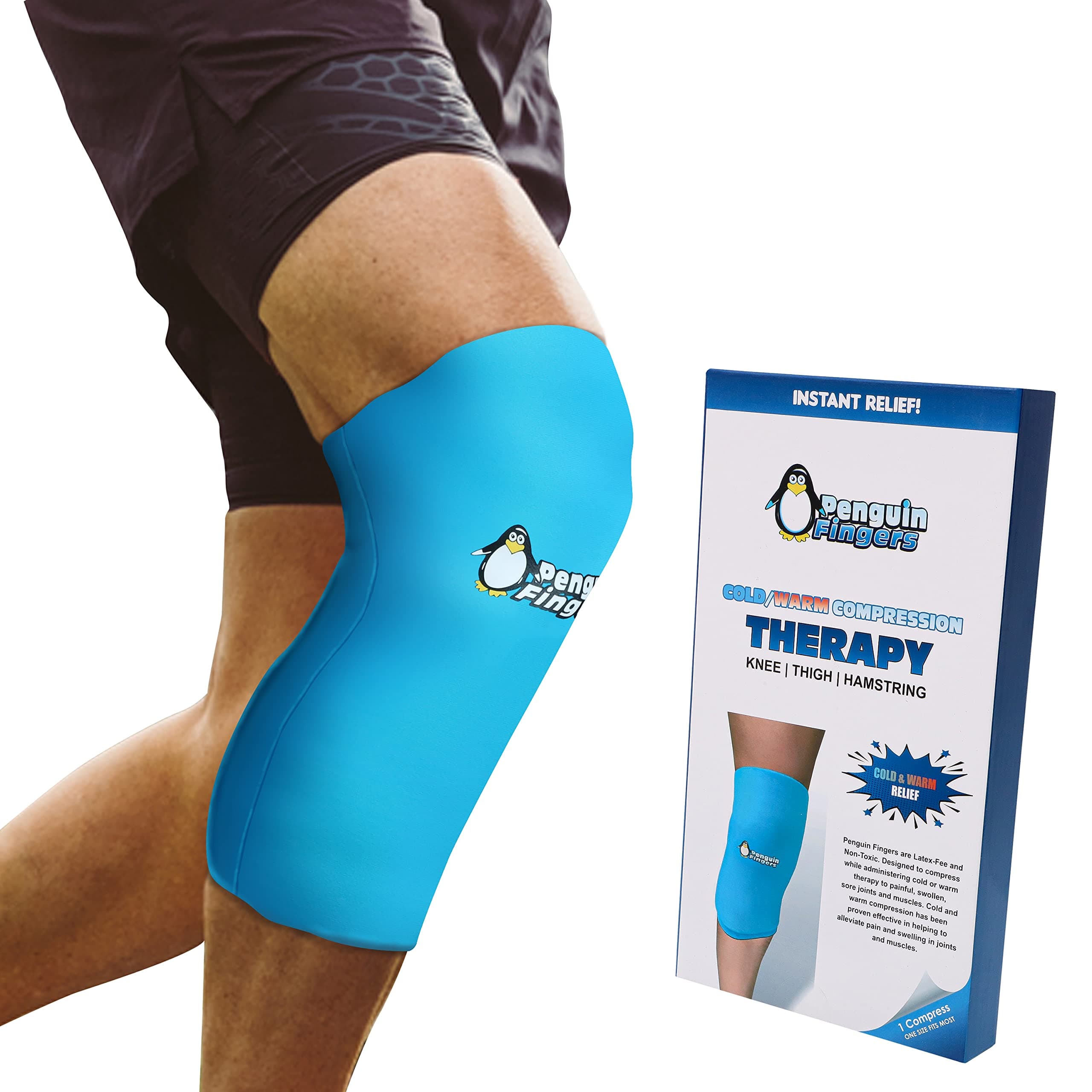 Knee Ice Pack for Injuries Reusable Soft Hot and Cold Gel Wrap for Pain Relief, Legs, Shins, and Arms, Compression to Help Reduce Inflammation, Non-Toxic, Latex Free, Natural Pain Relief Blue