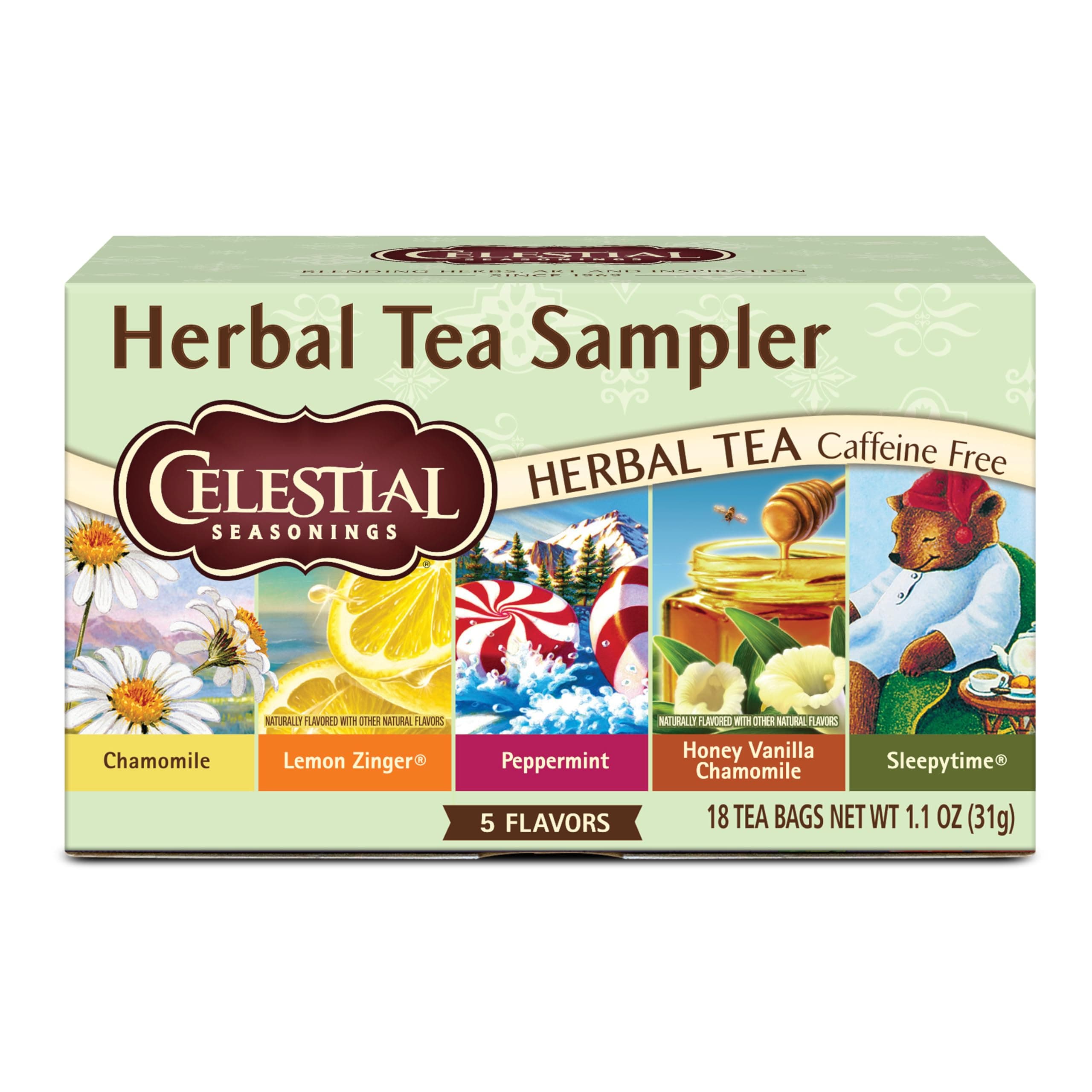 Celestial Seasonings Herbal Tea Sampler Caffeine - 18 CT