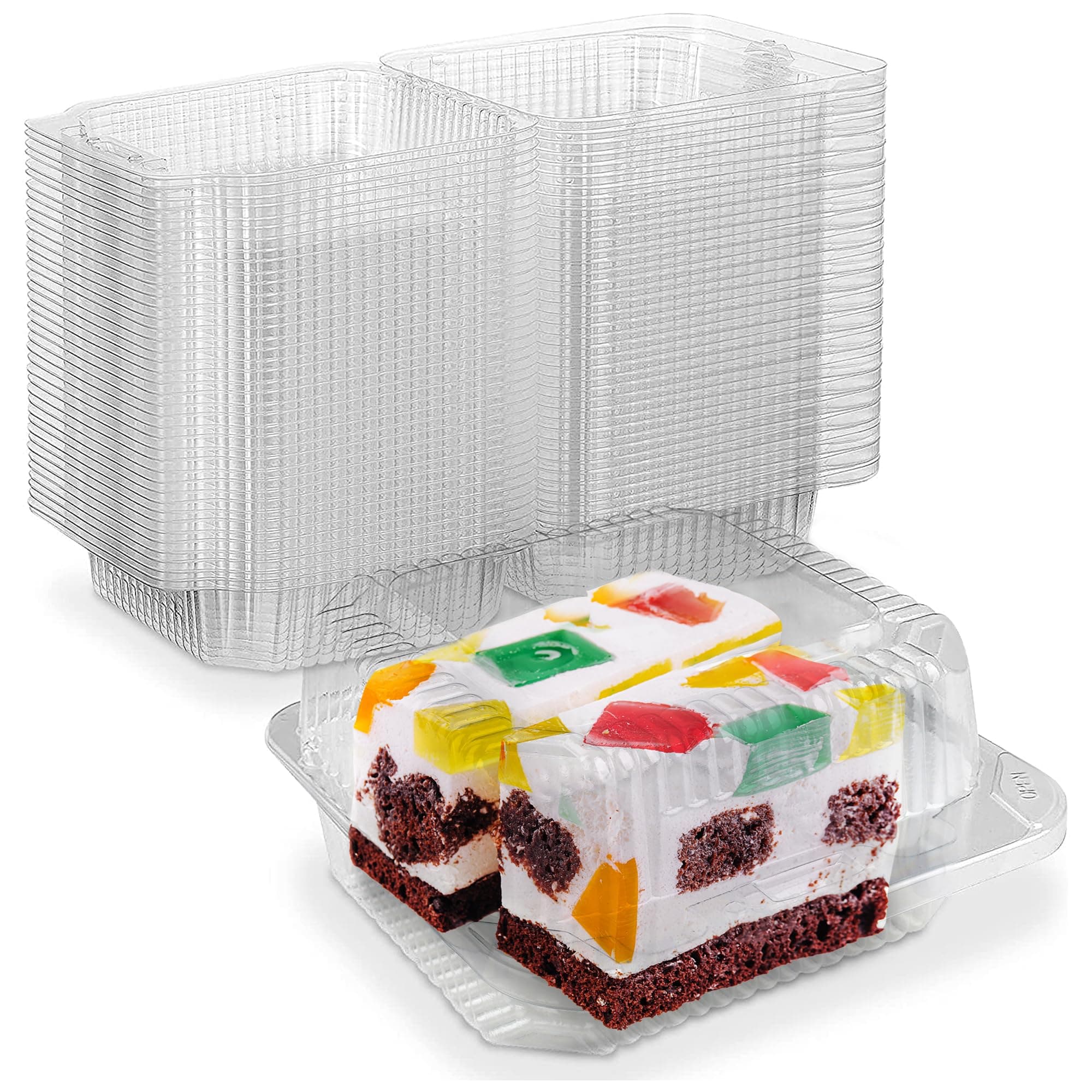 MT Products Cake Slice Container - Square Plastic Containers To Go