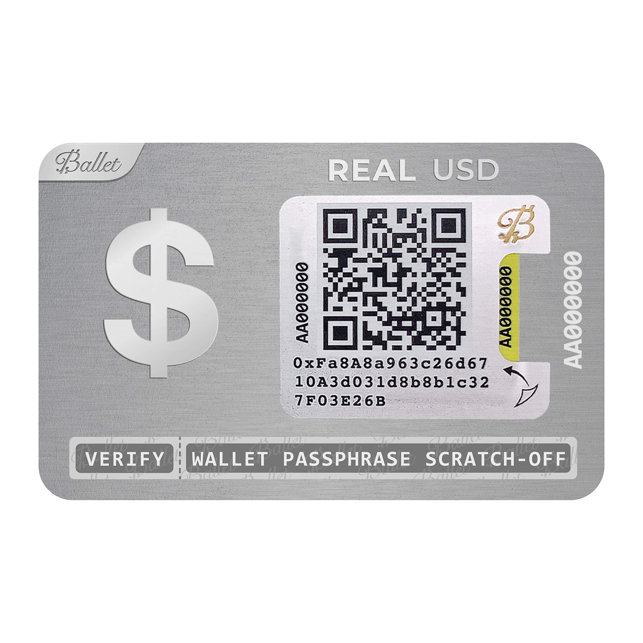 Ballet Real USD (All ERC-20 USD Stablecoins) - Physical Cryptocurrency Wallet with Multicurrency Support, The Easiest Crypto Cold Storage Wallet (Single)