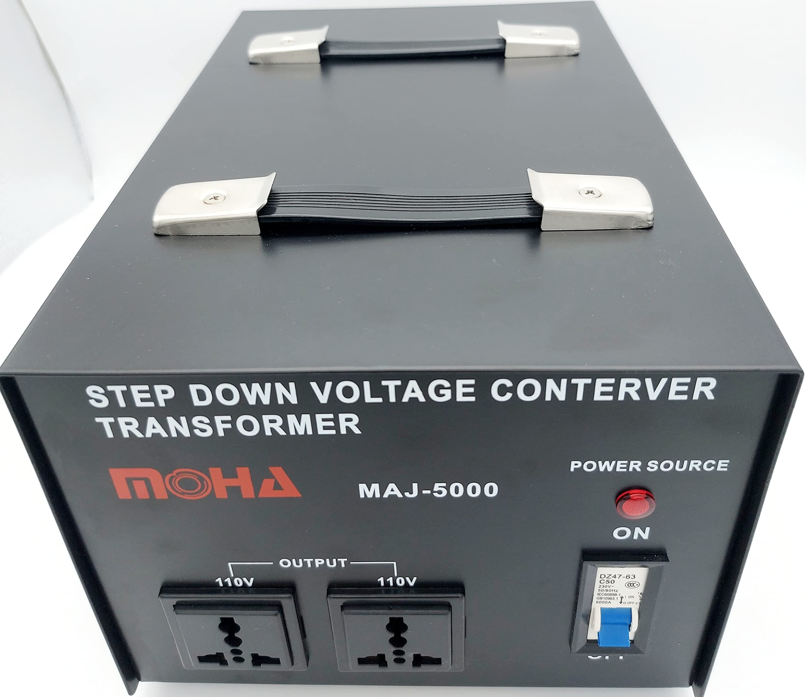5000 Watts Maximum Voltage Converter Transformer - Heavy Duty Step Down AC 220V to AC 110V Power Converter - Circuit Breaker Protection- CE Certified