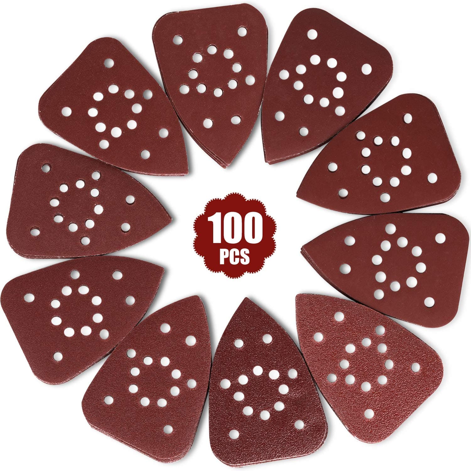 GALAX PRO Sanding Discs Pads, 100PCS Hook and Loop Sandpaper with 14 Holes Detail, 10 Sheets per Grit, P60/P80/P100/P120/P150/P180/P240/P320/P400/P600