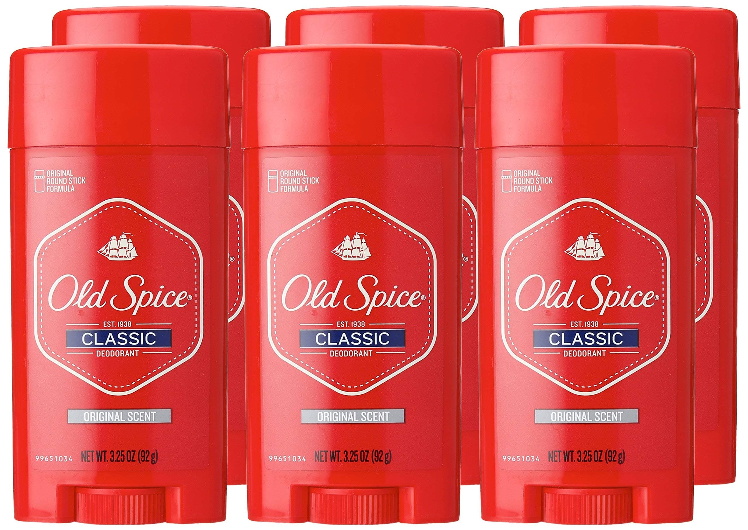 Old Spice Classic Deodorant , Original Scent, 3.25-Ounces (Pack of 6)