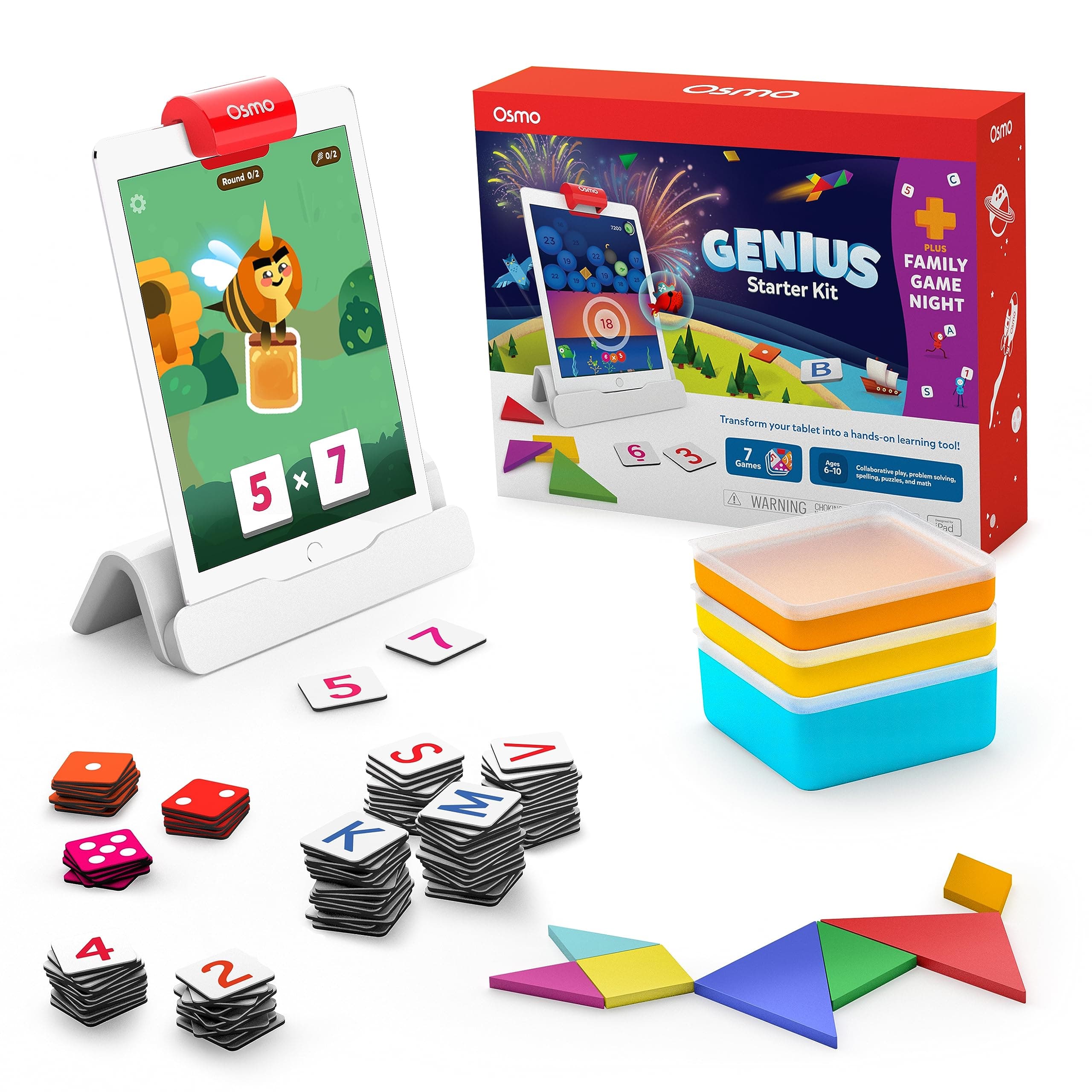Genius Starter Kit for iPad - 7 Educational Learning Games - Ages 6-10 - Math, Spelling, Creativity & More - STEM Toy Gifts for Kids, Boy & Girl - Ages 6 7 8 9 10 Base Included (7 Games, iPad)
