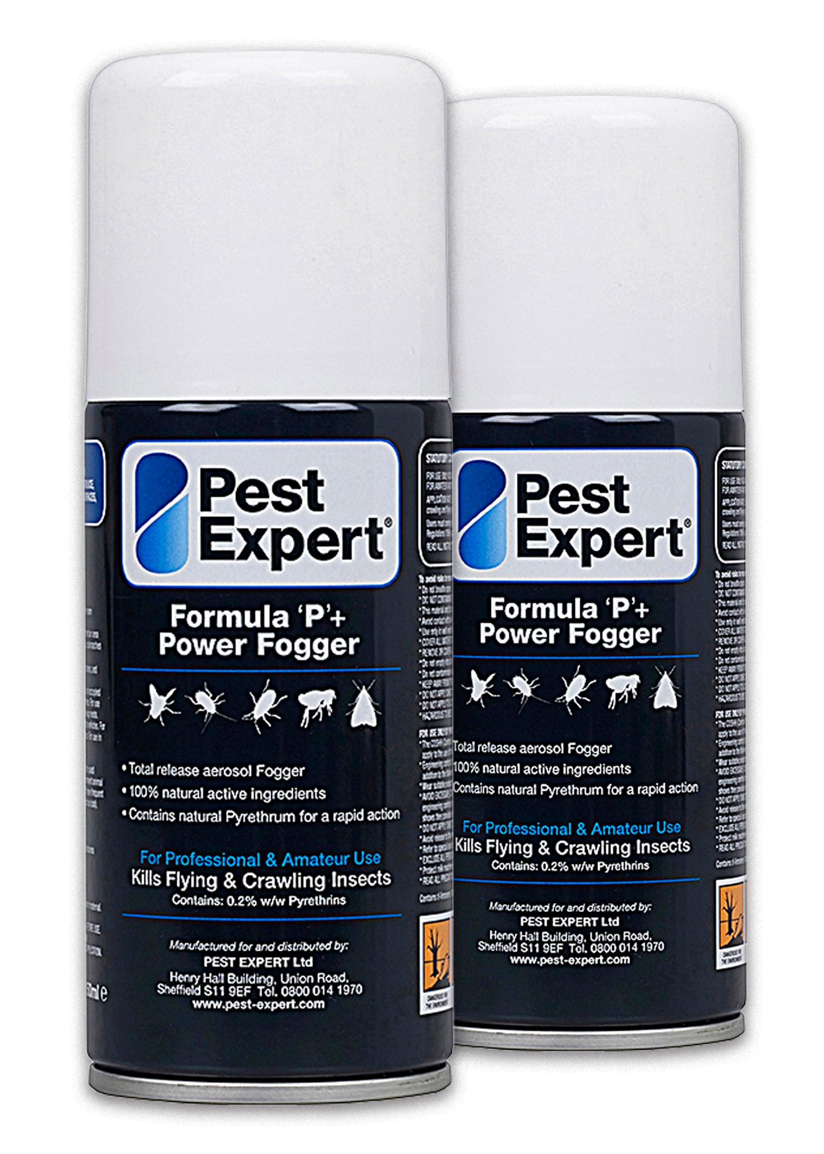 Pest Expert Formula ‘P+’ Bed Bug Killer Fogger 2 x 150ml - Maximum Strength Bed Bug Bombs for Fast-Acting Effective Control, Professional Strength for Approved Amateur Use