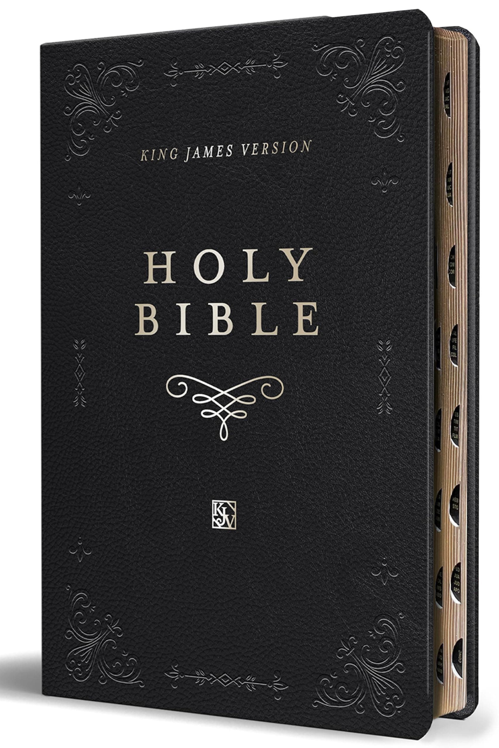 KJV Holy Bible, Giant Print Thinline Large format, Black Premium Imitation Leather with Ribbon Marker, Red Letter, and Thumb Index (KJV Large Size Giant Print Editions)