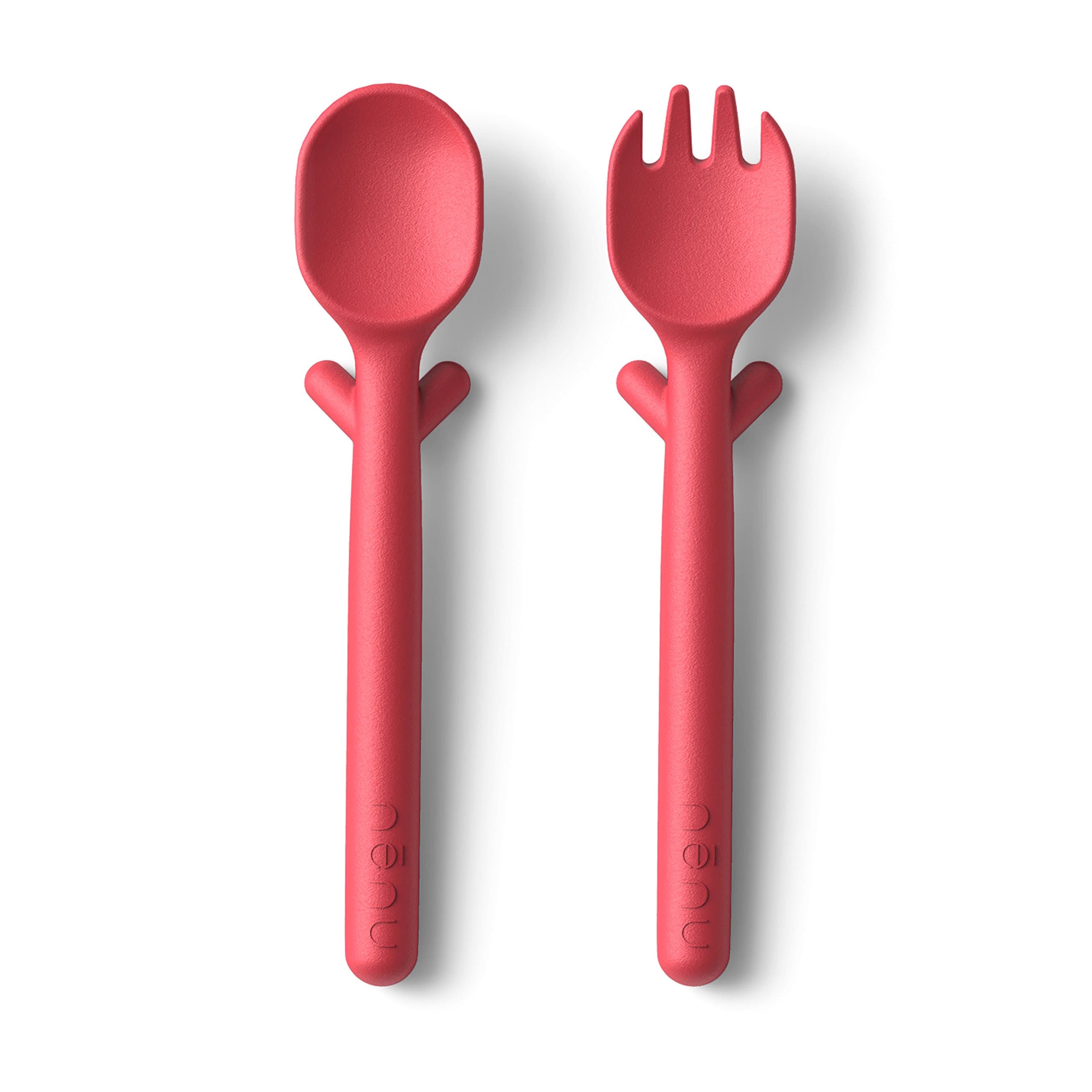 Nenu Spoon & Fork Set (Color: Watermelon)