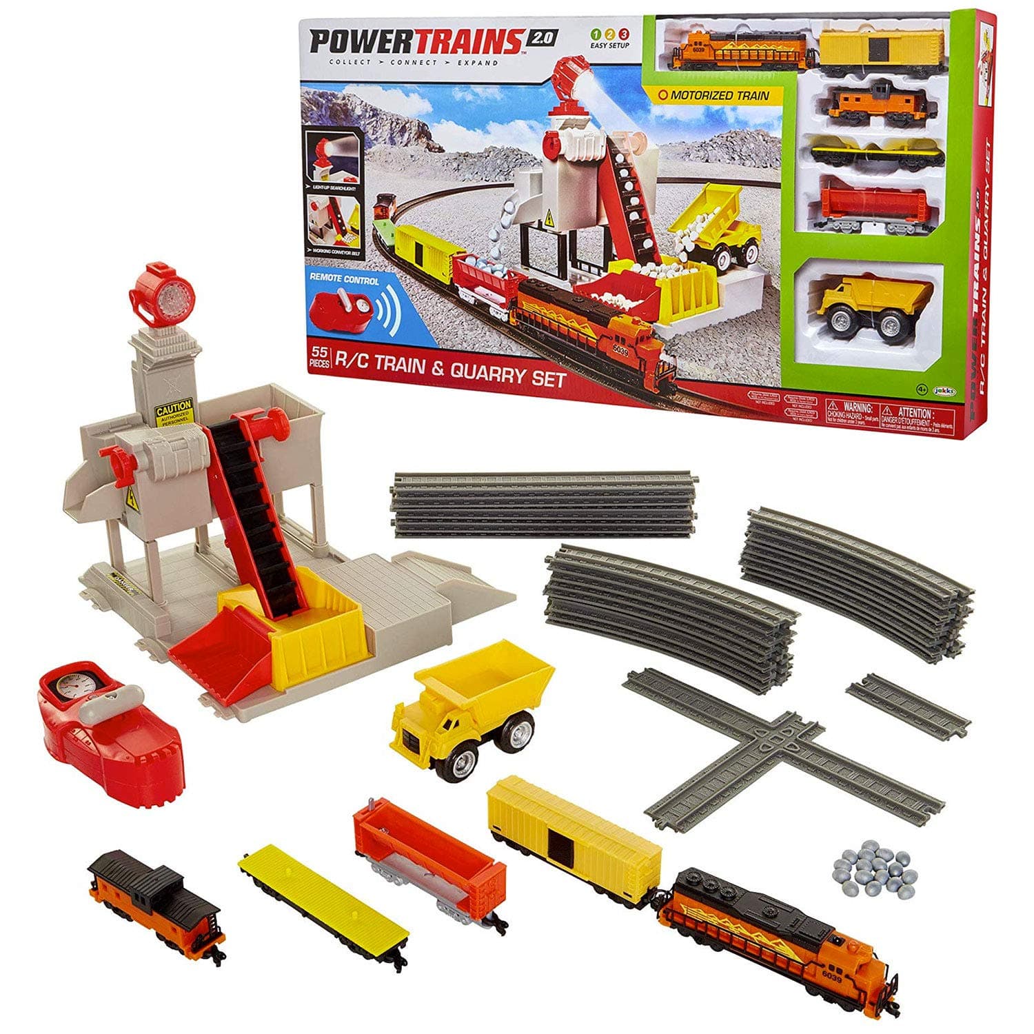 Power Trains R/C Train & Quarry Set, Motorized Electronic Train Set for Boys or Girls with 55 Pieces Including Remote Control
