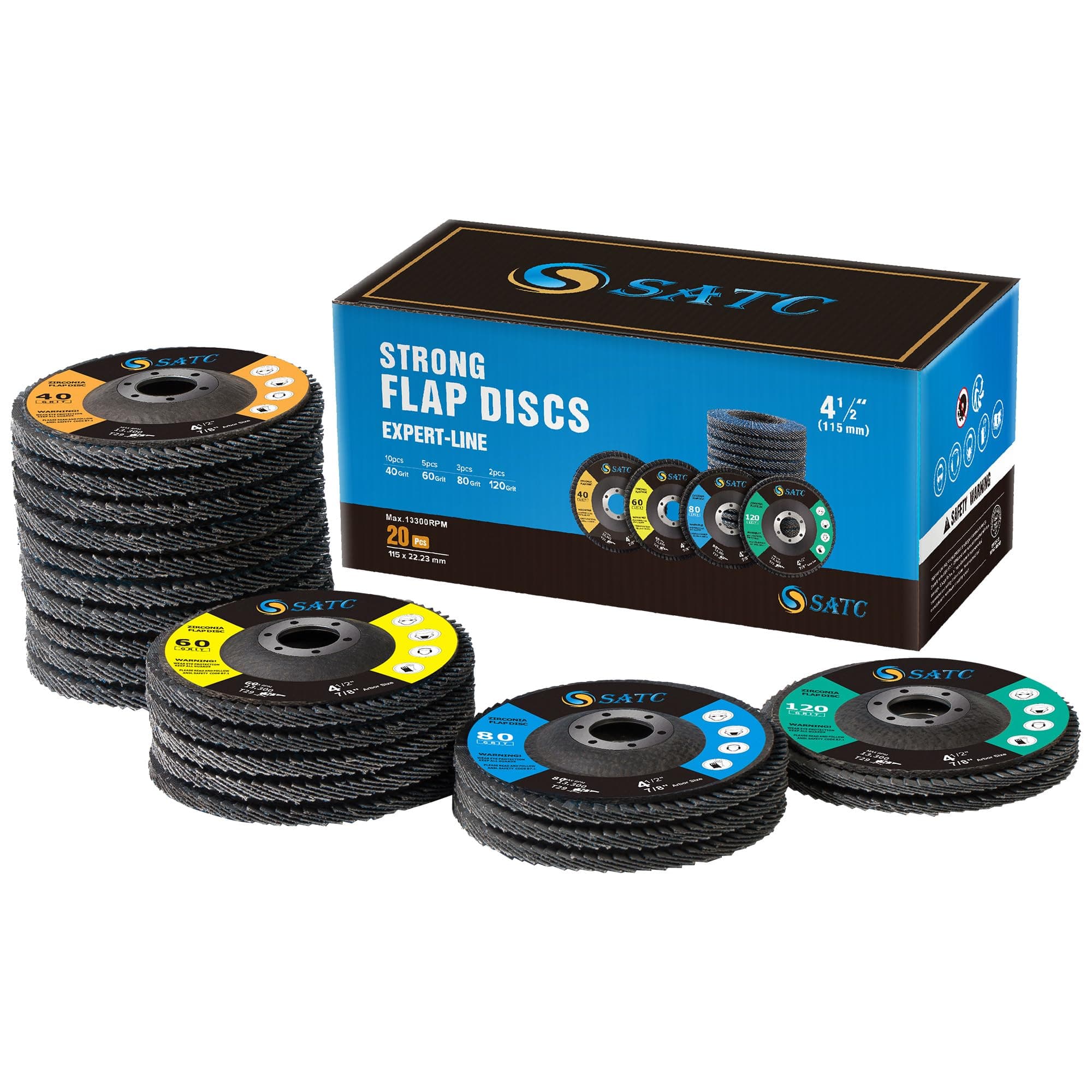 Grinding Wheel 20 Pack Flap Disc T29 Flap Disc 4.5 Flap Disc 40/60/80/120 Grit 4 1/2 Flap Disc