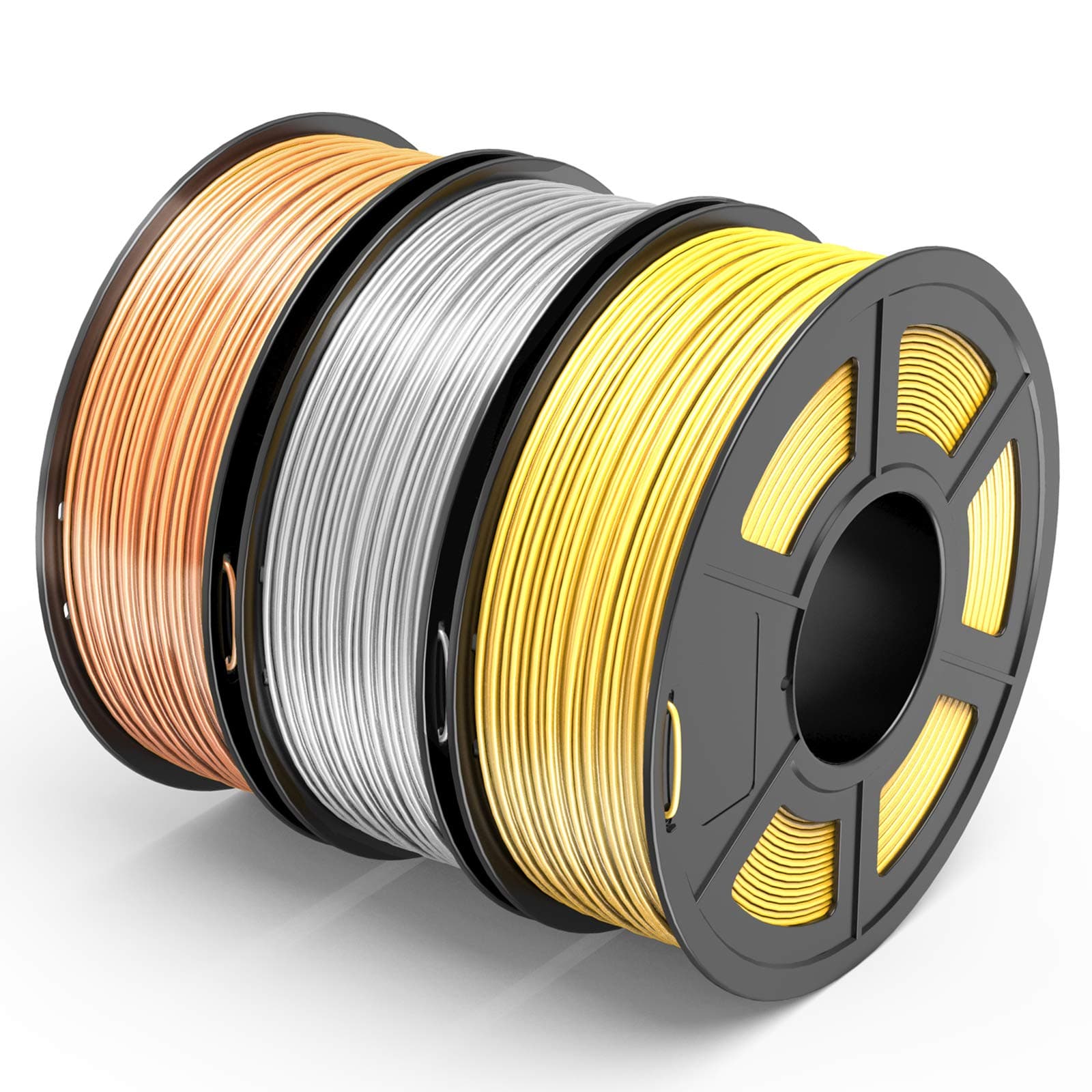 Shiny Silk Gold Silver Copper PLA 3D Printer Filament 1.75, Dimensional Accuracy +/- 0.02 mm, 1 Kg Per Spool, Pack of 3