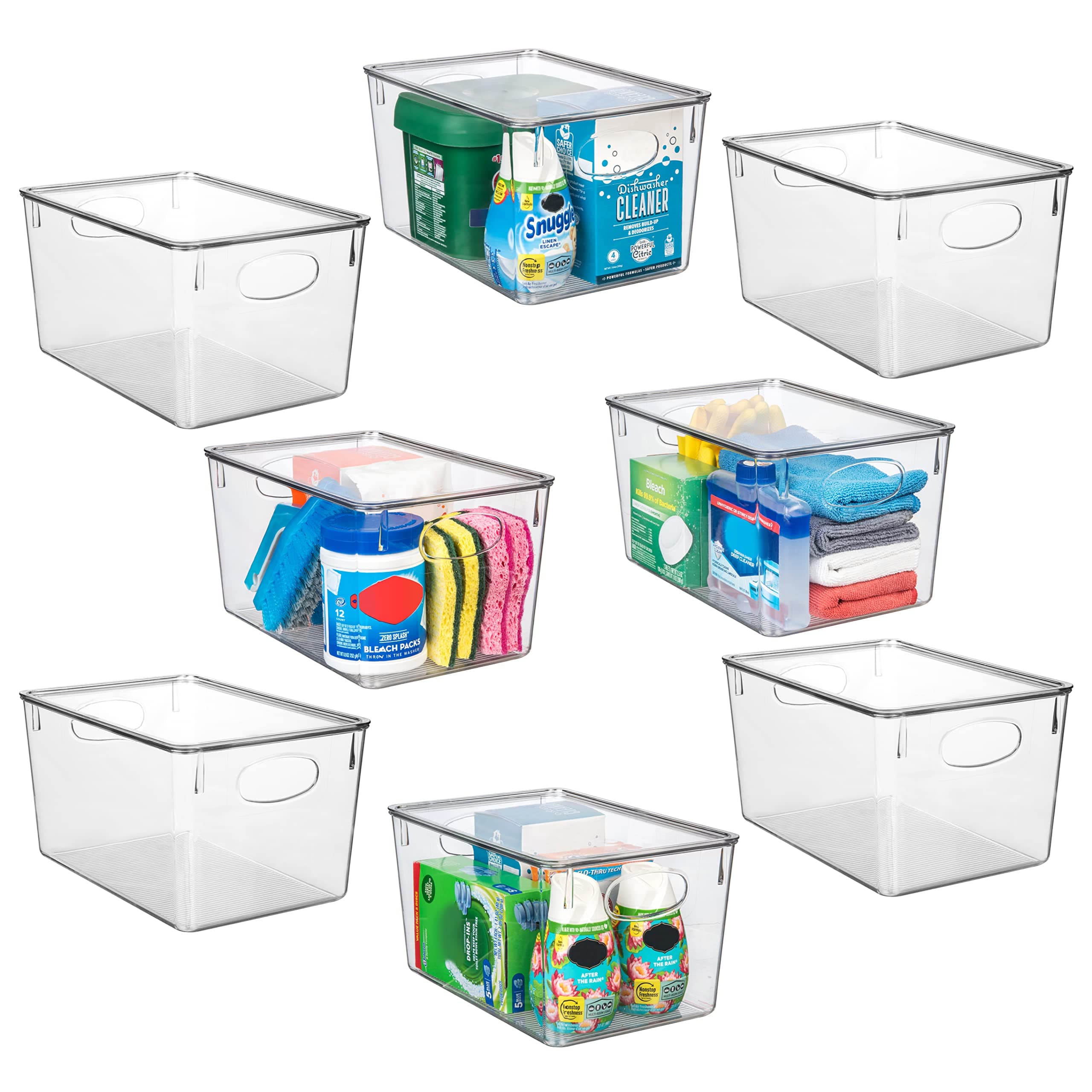 CLEARSPACE Plastic Storage Bins With lids – Perfect Kitchen Fridge Organizer, Pantry Organization, Cabinet Organizers (8 Pack)