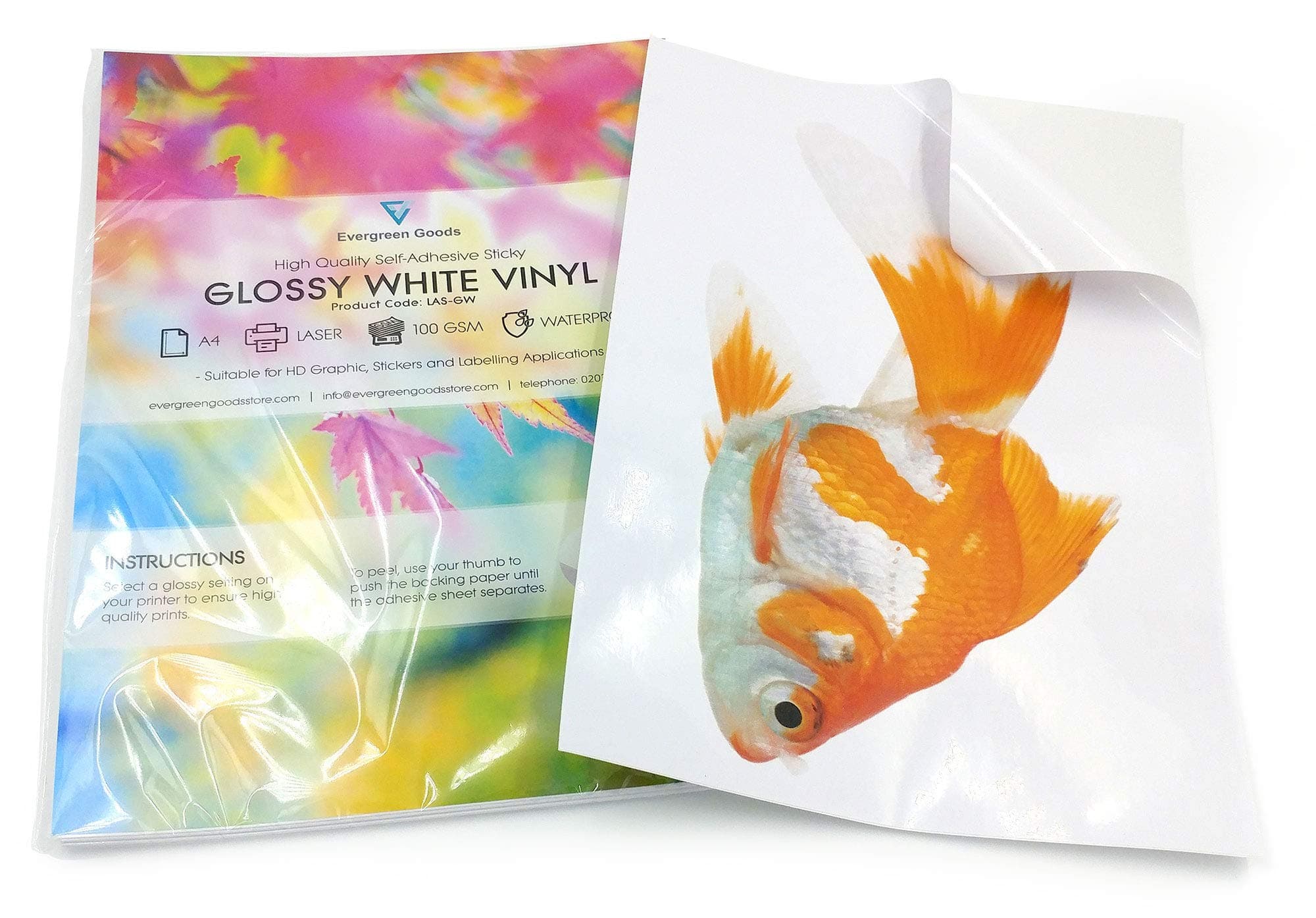 10 Sheets A4 Laser Printable Vinyl Waterproof Sheets (PVC) White Glossy Self Adhesive Sticker Sheets Quality - SNL