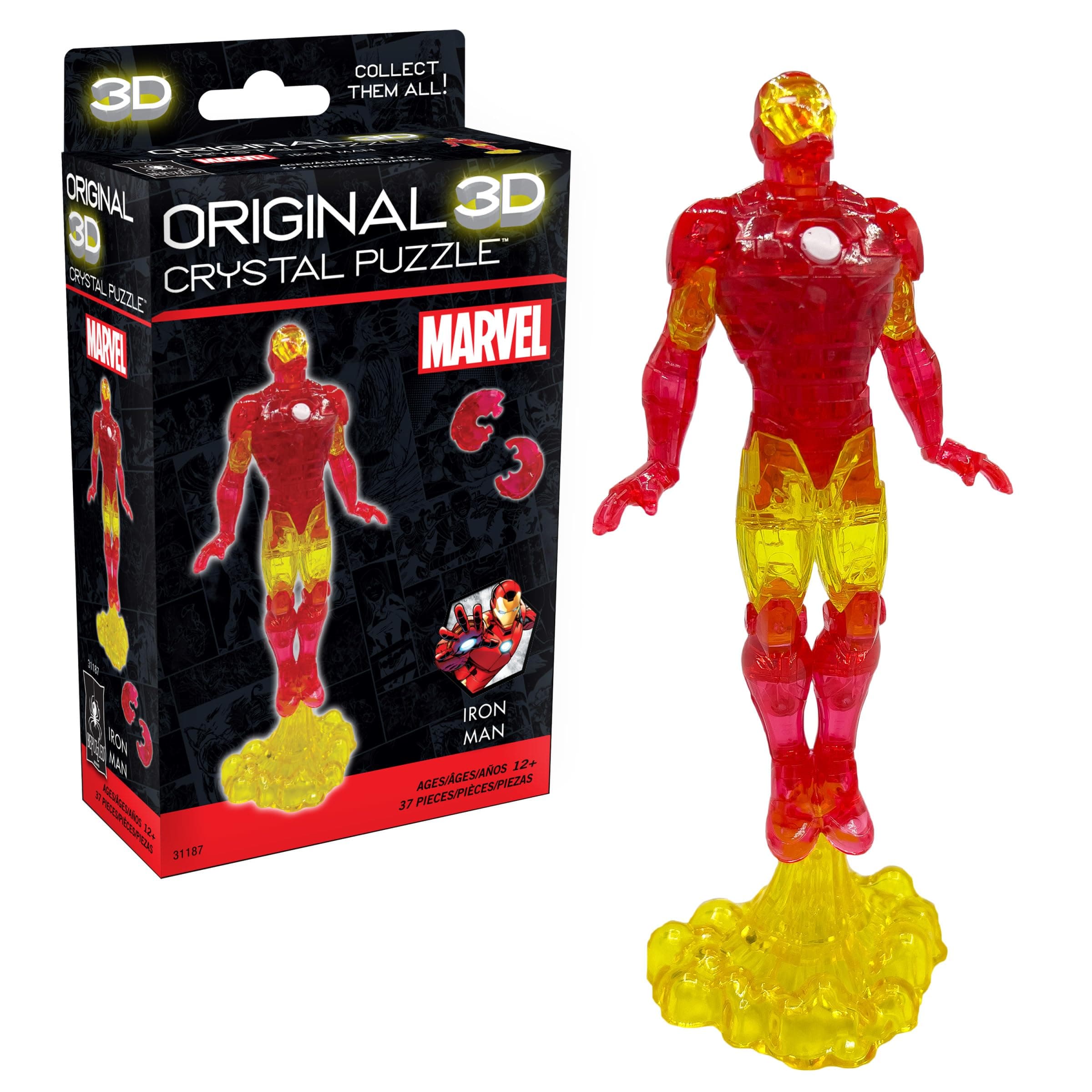 Marvel Iron Man Super Hero Original 3D Crystal Puzzle, Perfect for Puzzlers Ages 12 and Up, Challenging to Complete and Beautiful to Display, Collect Them All