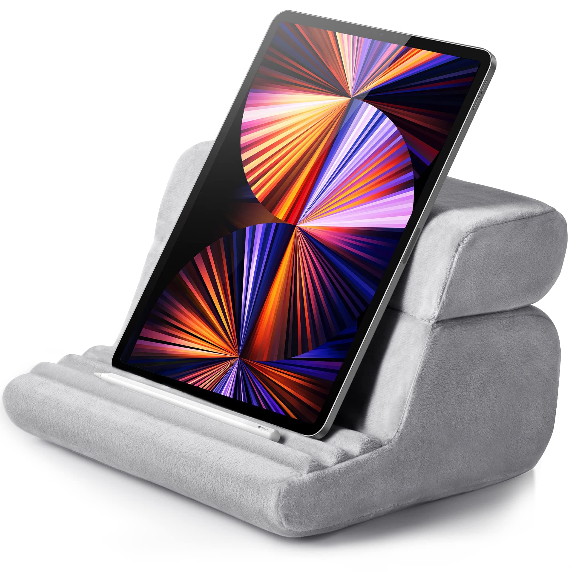 iPad Stand Cushion Tablet Pillow Holder Rest Bed Lap Sofa Reading Pad Soft Foldable Compatible with iPad 10th 10.9/Pro 13 2024 12.9/Air/Mini,iPhone 16,Galaxy Tab A8 A9 S9,Surface Go,Book(Gray)