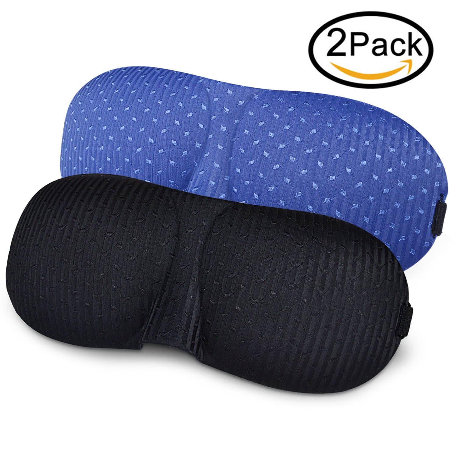 Sleep Mask 2 Pack MZOO Eyeshade for Sleeping 3D Contoured Shape Lightweight & Comfortable Good Night Eye Masks for Women, Men, Soft Blindfold for Travel, Nap, Shift Work (Black & Blue)