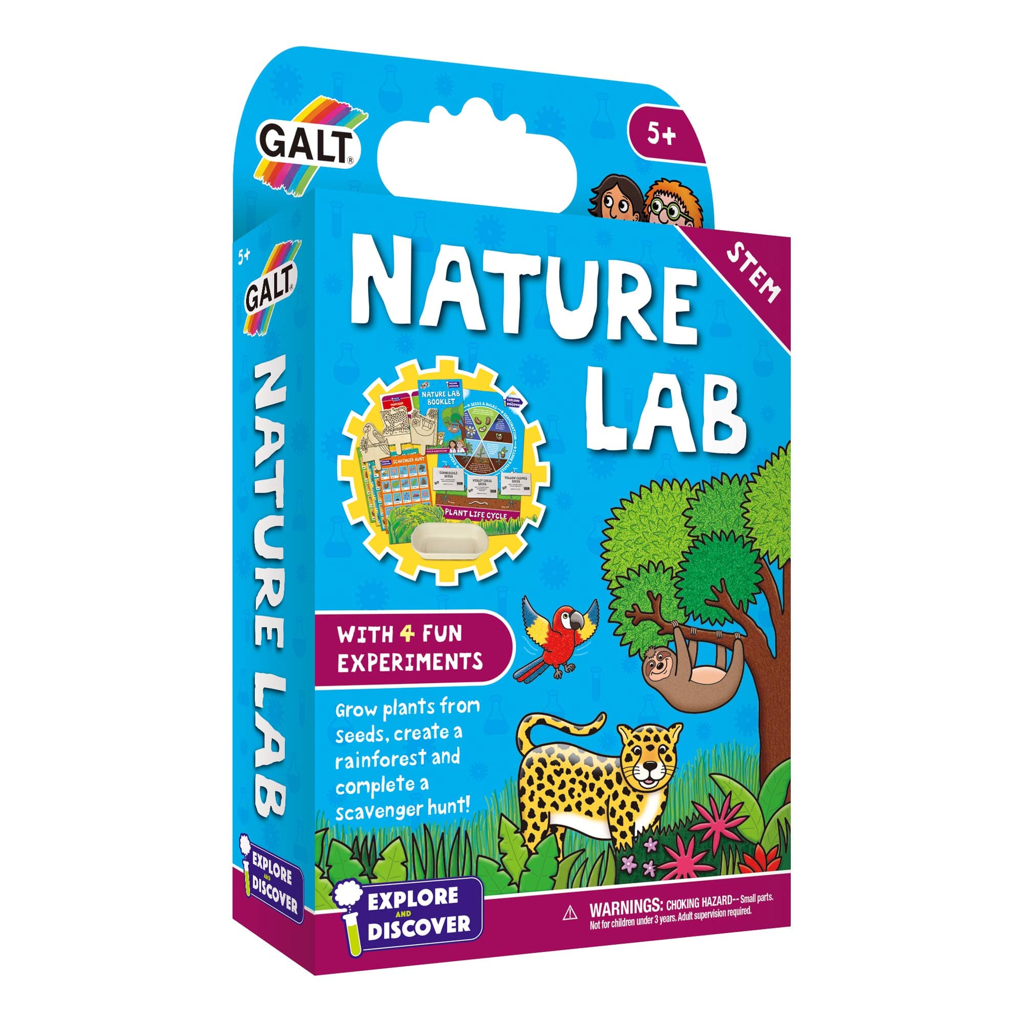 Galt Nature Lab-Explore and Discover Science Kit and Craft Kit-Science Experiments for Kids,Grow Plants,Create a Rainforest Scene and Go Scavenger Hunting-STEM Toys For Girls and Boys Age 5 Years Plus