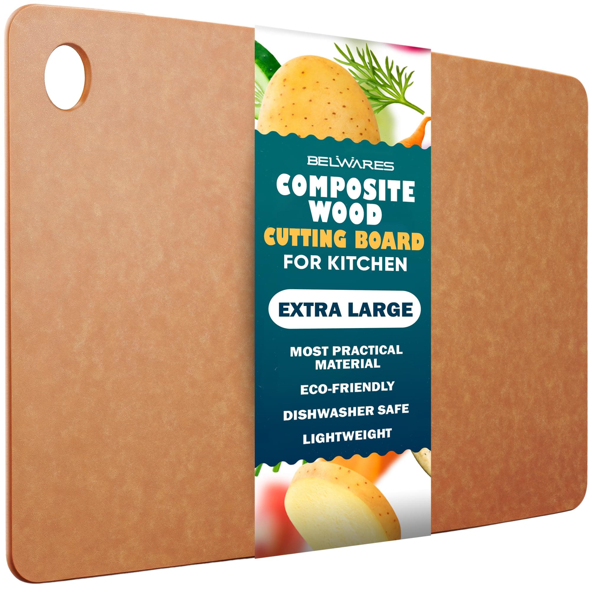 Dishwasher Safe Cutting Boards for Kitchen - Extra Large Composite Wood Cutting Boards - Thin, BPA Free & Eco-Friendly Chopping Board (18 x 12 Inch, Natural)