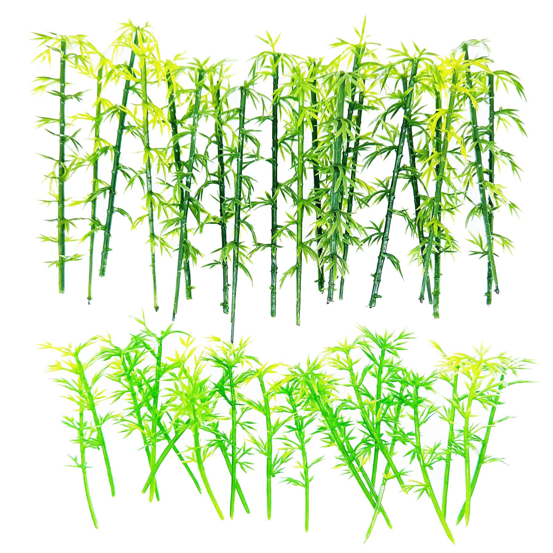 Cayway 40 PCS Model Bamboo Trees, 2 Size Green Plastic Bamboo Trees for Home Decoration, Miniature Landscape, Landform Diorama Project (2.4 inch –3.1inch)