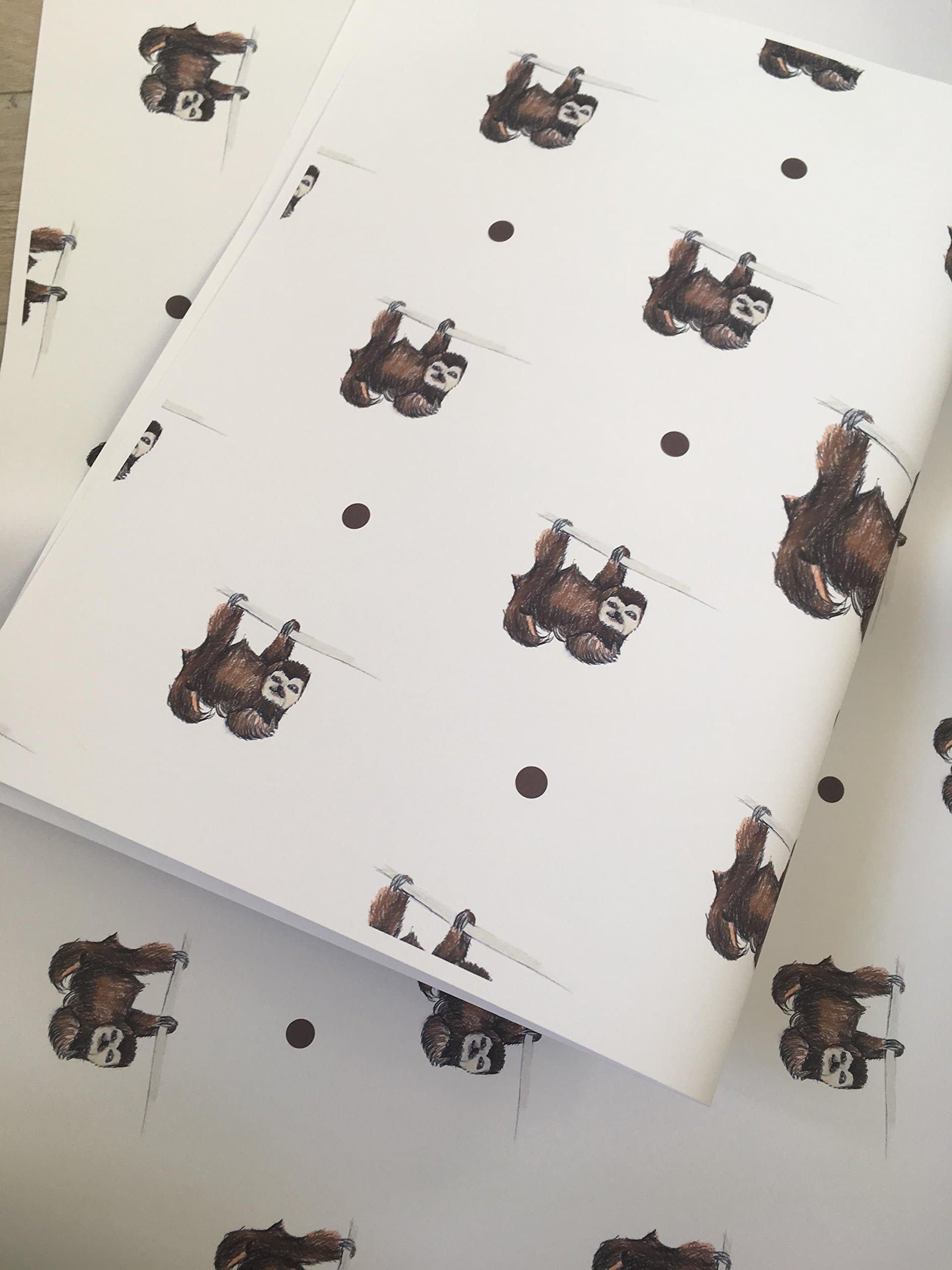 Sloth, Wrapping Paper,Gift wrap, for Sloth Lovers,for Smaller Gifts, Read Description