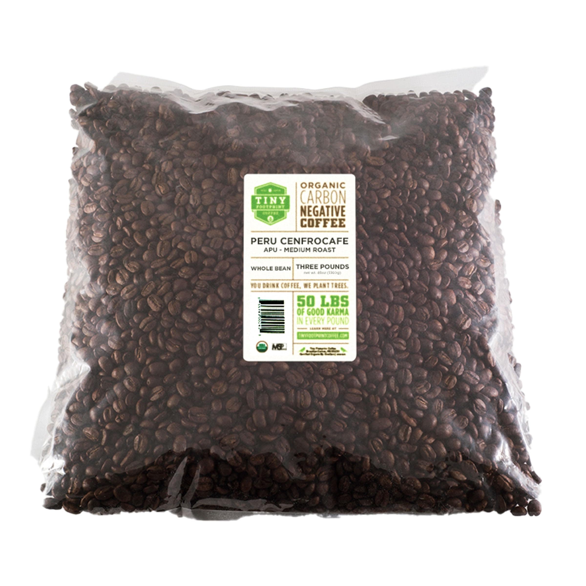 Tiny Footprint Coffee Organic Peru APU Medium Roast Whole Bean, 1.4kg
