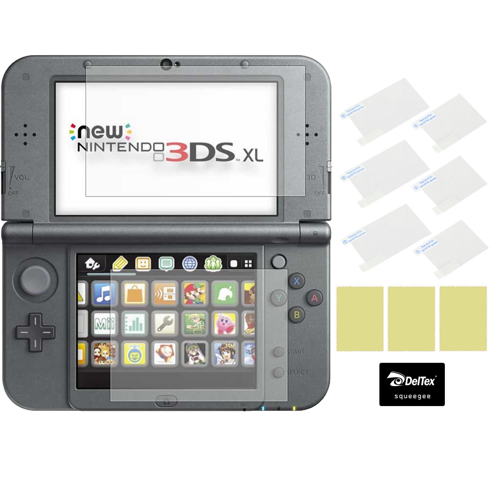 3 Sets Top & Bottom Nintendo 3DS XL LL Clear LCD Screen Protector Guards Including Cleaning Cloth And Applicator Card