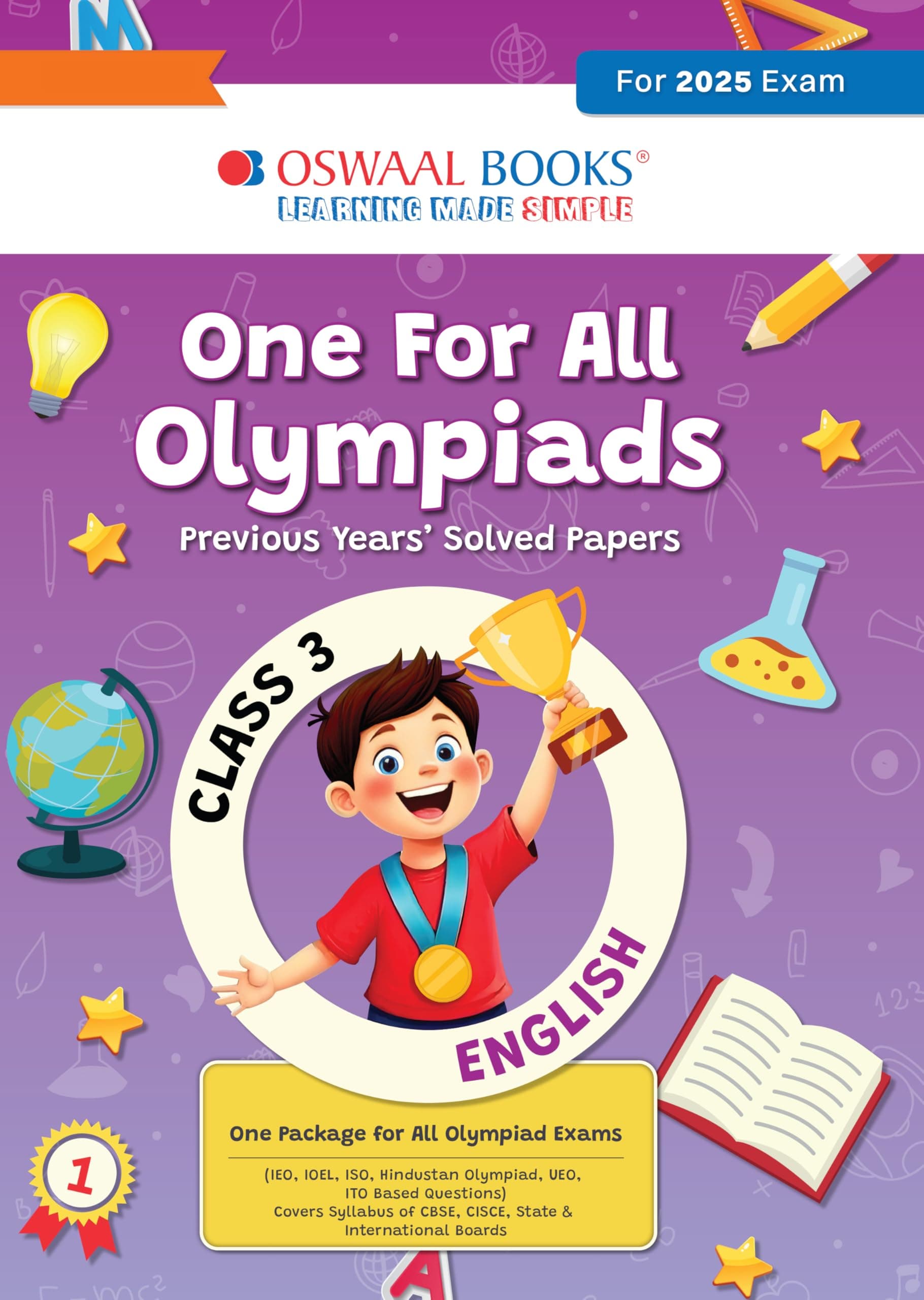 Oswaal One for All Olympiads Chapter-wise Previous Years' Solved Papers, Prep-Guide Class 3 English For 2025 Exam