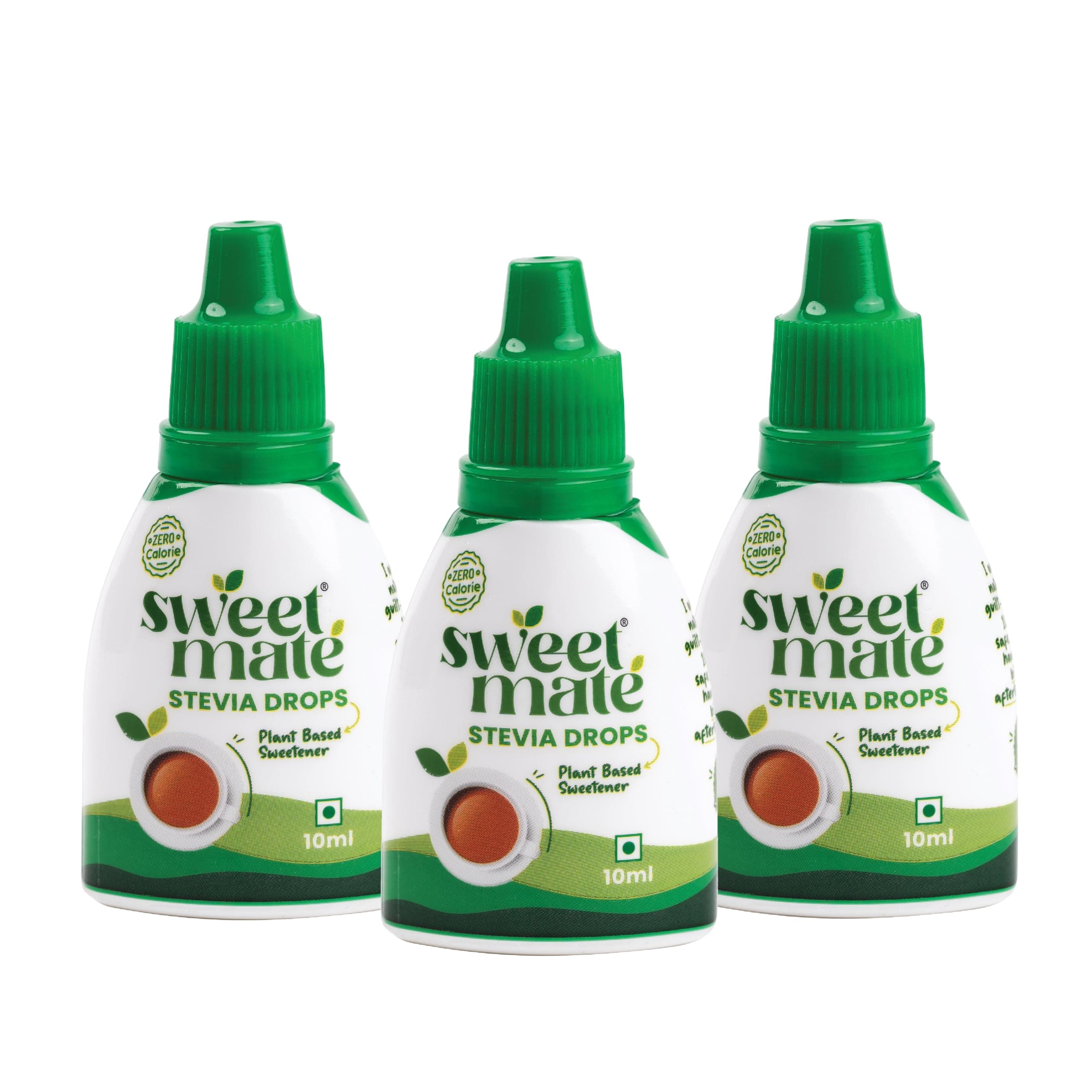 Sweetmate Stevia Drops - 30ml (10 ml x Pack 3) - 200 Drops Per Pack - Plant Based Sweetener - Zero Calorie - Diabetic Friendly - Sugar Free Liquid For Hot & Cold Beverages & Food Preparetion