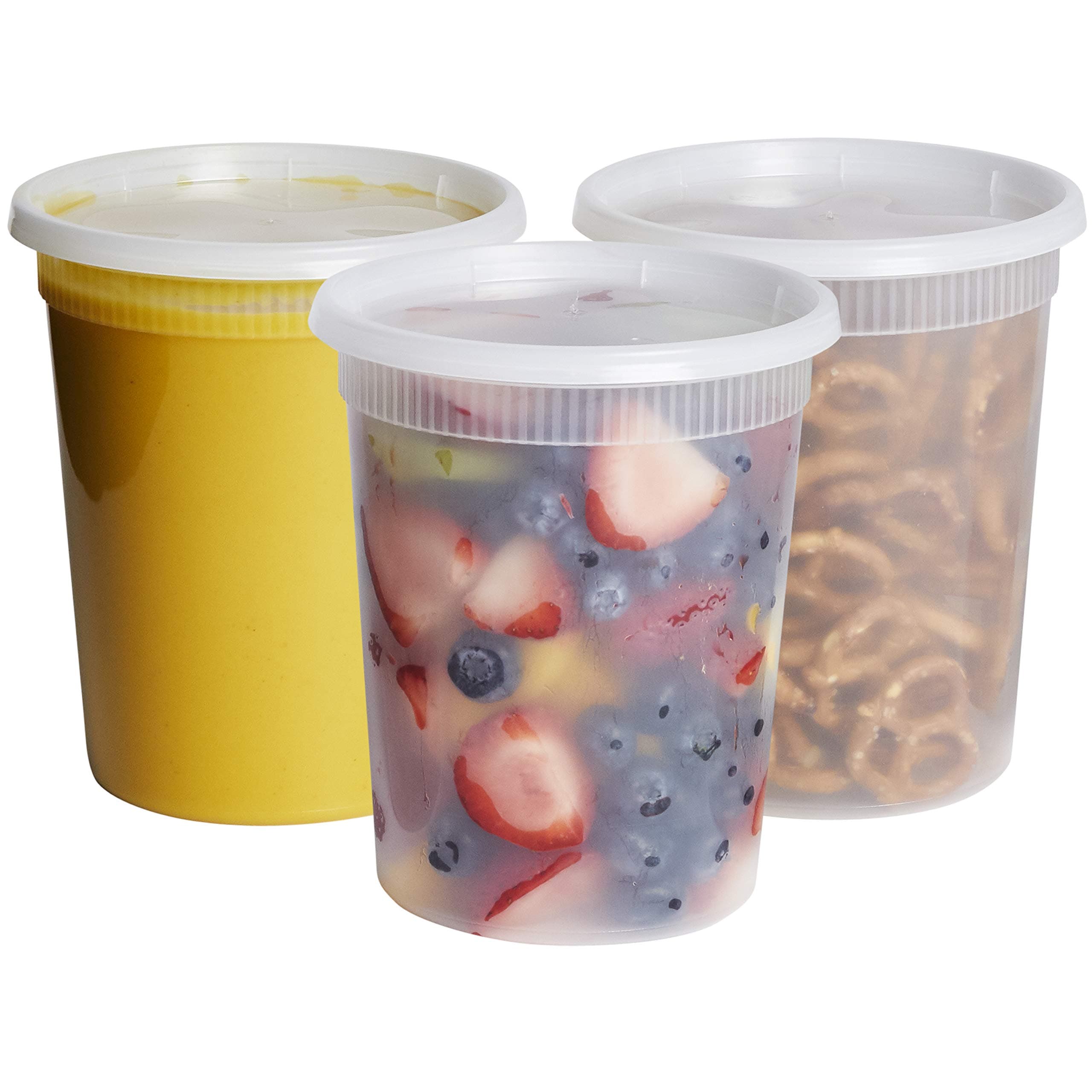[32 oz. - 24 Count Plastic Deli Containers with Lids - Disposable Food Storage Containers With Airtight Lids, Ideal for Soups, Stews, and Meal Prep